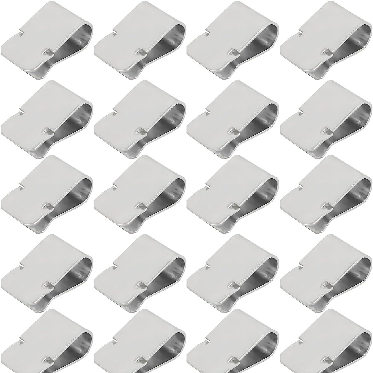 Packung Mit 20 Befestigungsclips Aus Edelstahl Für Lichtstangen, Federclips Für Gitter, U-förmige Clips, 21,4 X 12 Mm, Silberfarben