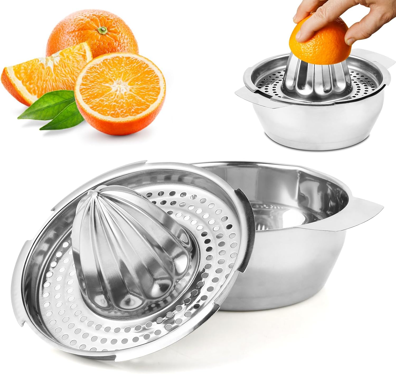 Zitruspresse Aus Edelstahl, 13,8 Cm Durchmesser, Spülmaschinenfest, Für Zitronen, Orangen Und Grapefruits