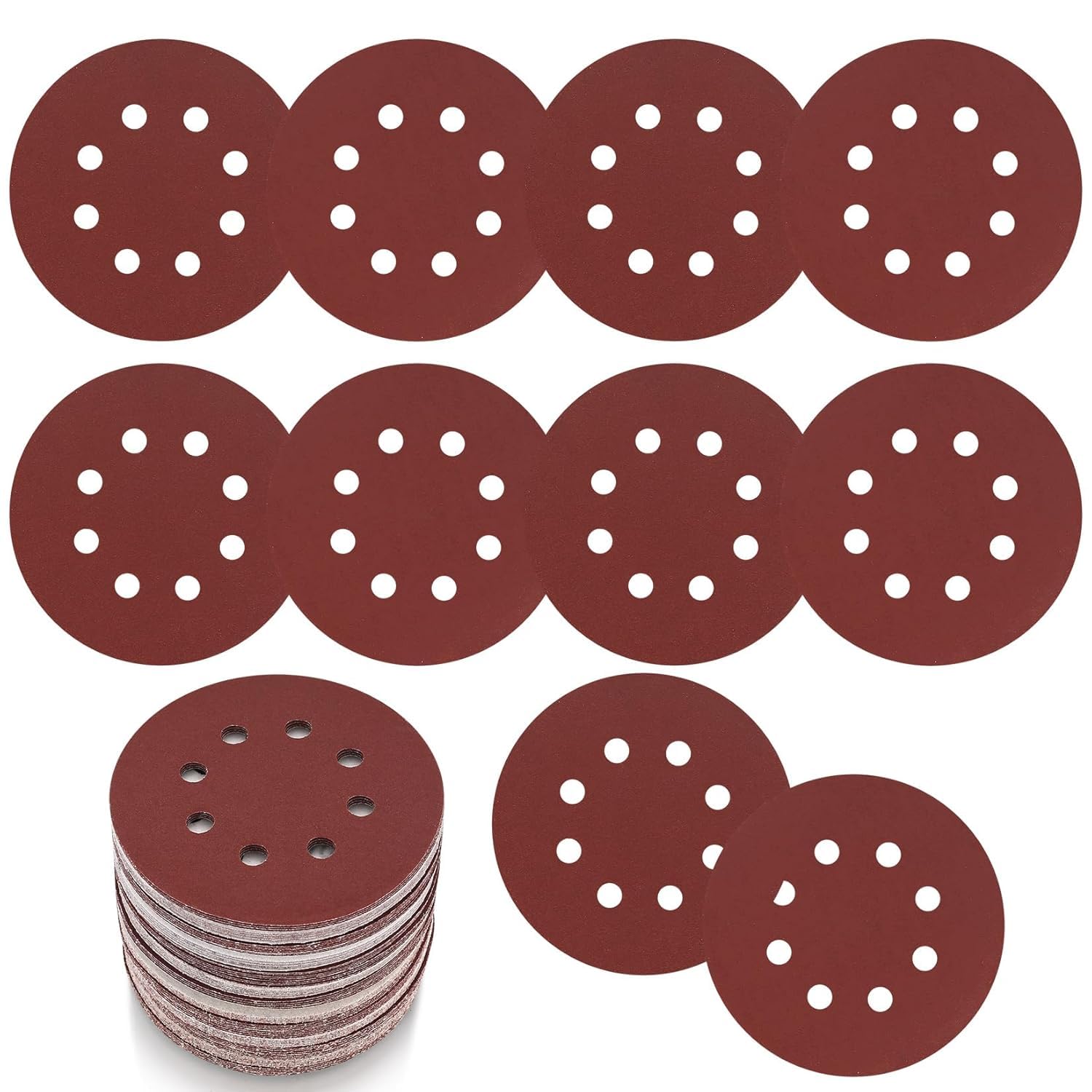 30 Schleifscheiben, 125 Mm, Körnung 180, 8 Löcher, Für Exzenterschleifer, Holz Und Metall