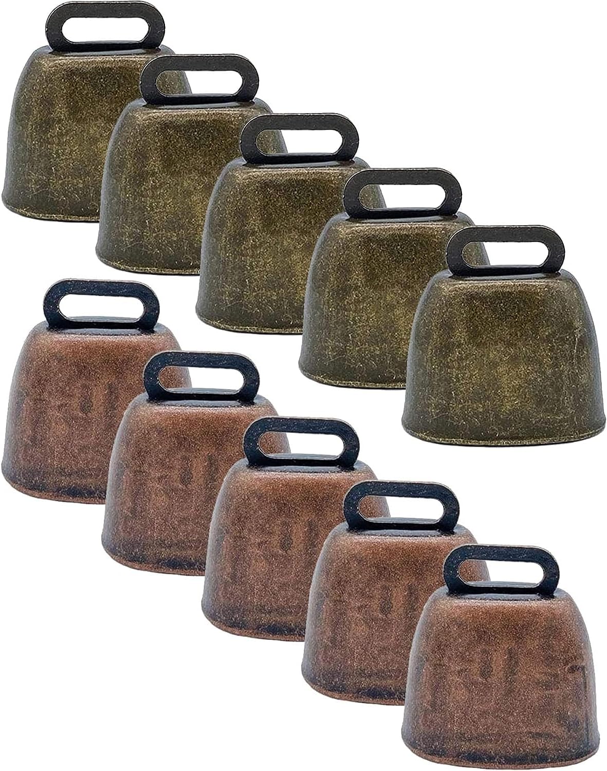 Set Mit 10 Metallglocken, Antikbronze, Robustes Eisen, Rinder, Ziege - Set Mit 10 Metallglocken, Antikbronze, Robustes Eisen, Rinder, Ziege