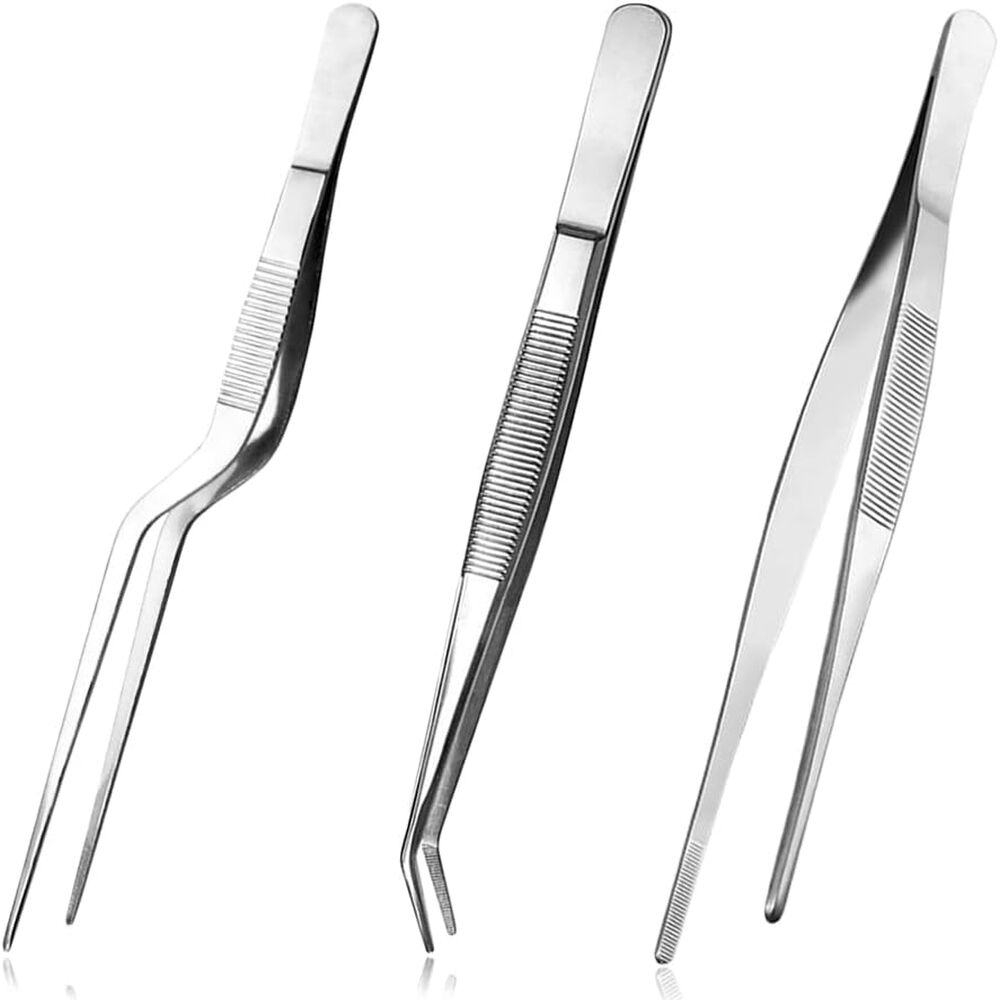Set Aus 3 Tablettclips Aus Edelstahl (je Einer: 16,5 Cm Gerader Clip, 15,5 Cm Einfach Gebogener Clip Und 16,5 Cm Gebogener Clip).