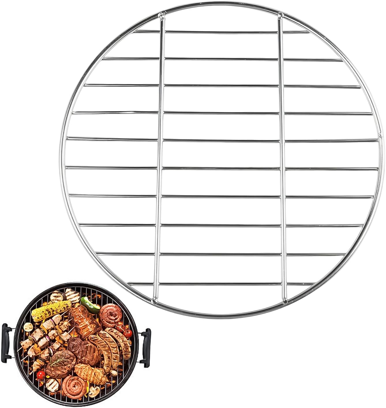 Grillrost, Edelstahl, Durchmesser 30 Cm, Rund, Robust, Für Camping, Picknicks, Garten