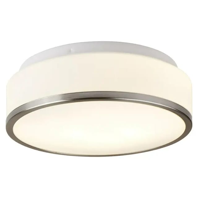 Searchlight - Discs - Badezimmer Flush 2 Lichtdecke Satin Silber, Opal IP44, E27