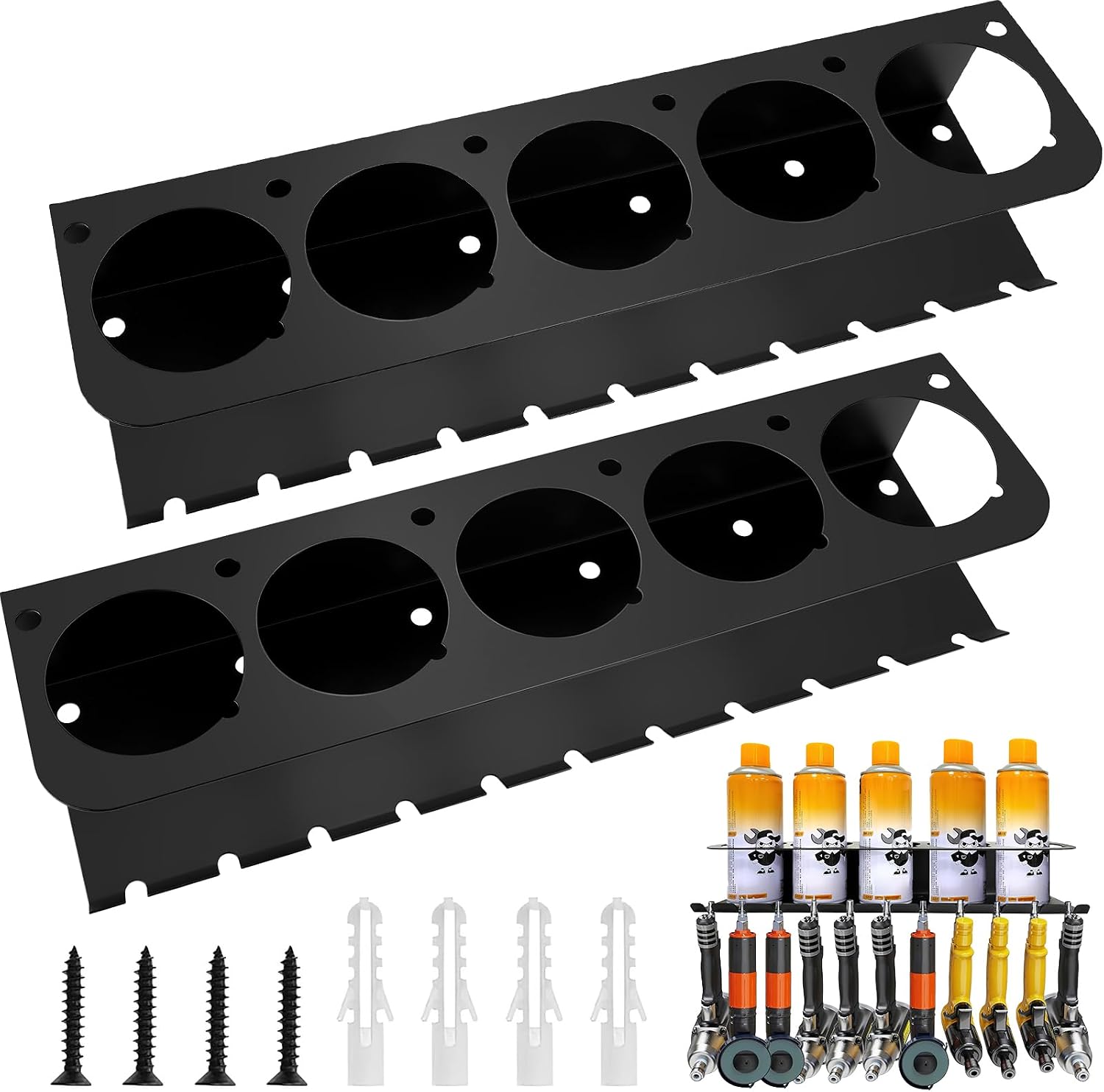 Wandhalterung, Kohlenstoffstahl, 5 Löcher, 6 Schlitze, Druckluftwerkzeuge, Garage