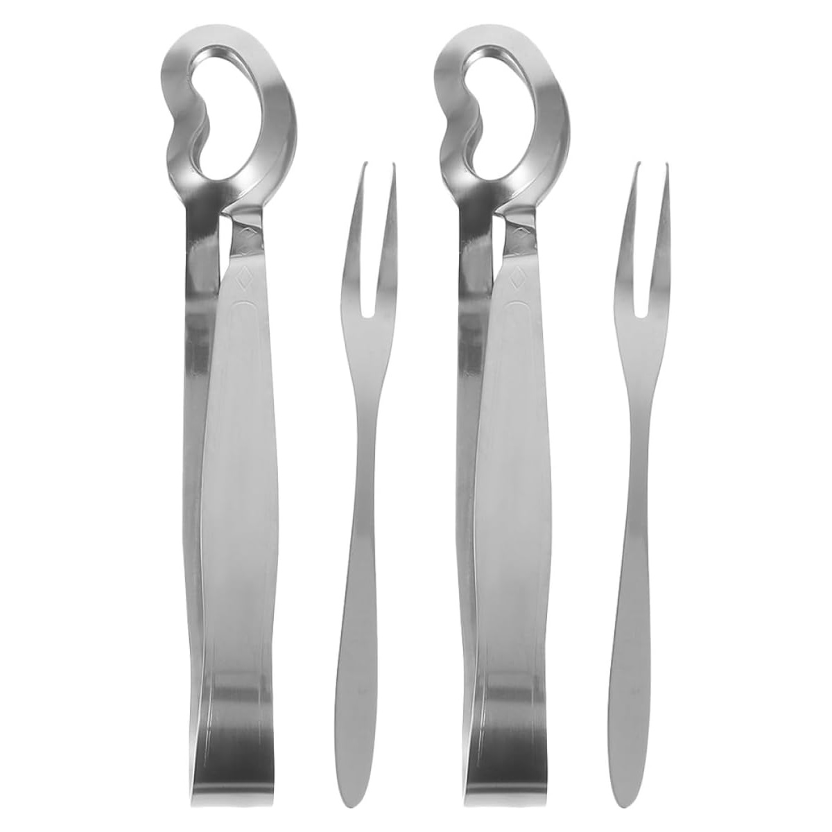 Set Aus 4 Schneckenzangen + Edelstahlgabeln, Kompaktes Fischbesteck Für Zuhause Oder Die Gastronomie