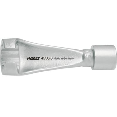 Hazet - Einspritzleitungs-Schlüssel, Vierkant hohl 10 mm (3/8), Außen-Doppel-Sechskant Profil, 17 mm, Art.Nr. 4550-3