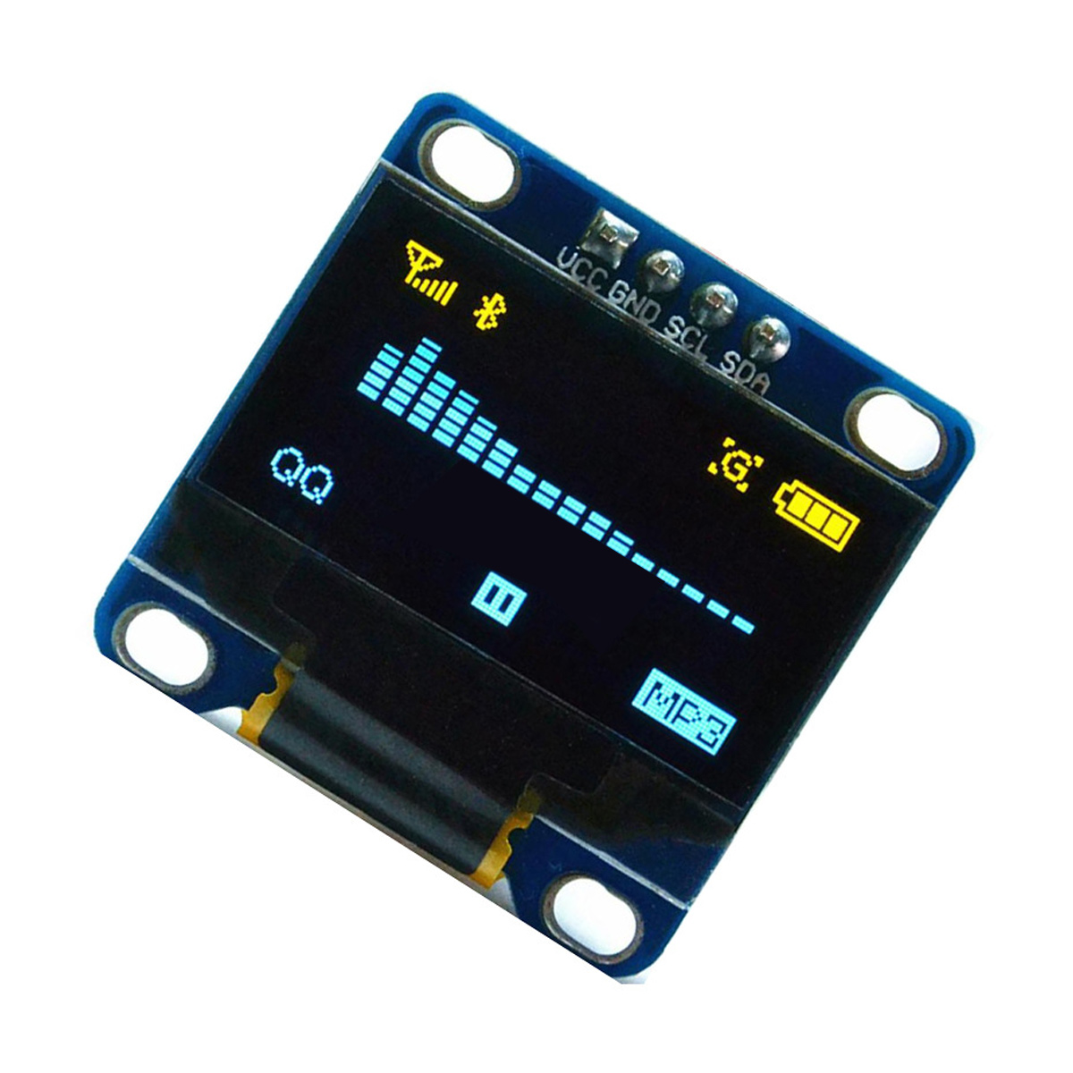 0,96-zoll-oled-displaymodul, 128 X 64 Pixel Auflösung, Serielle I2c/iic/spi-schnittstelle, Gelb/blauer Bildschirm