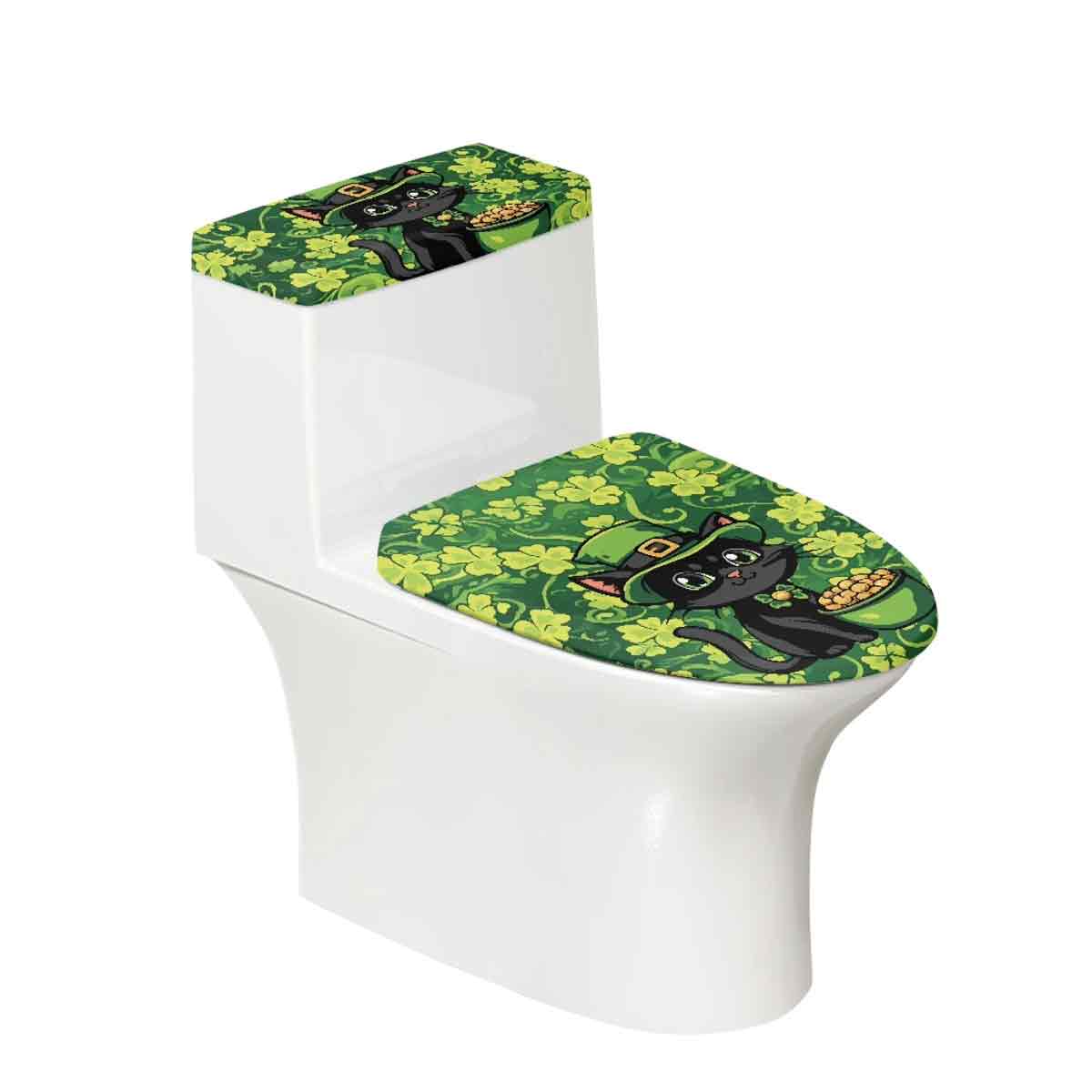 Set Mit 2 Lucky Cat Toilettensitzbezügen Mit Kleeblattmotiv, Elastischem Rand, Einfach Zu Montieren, Für Moderne Badezimmer.