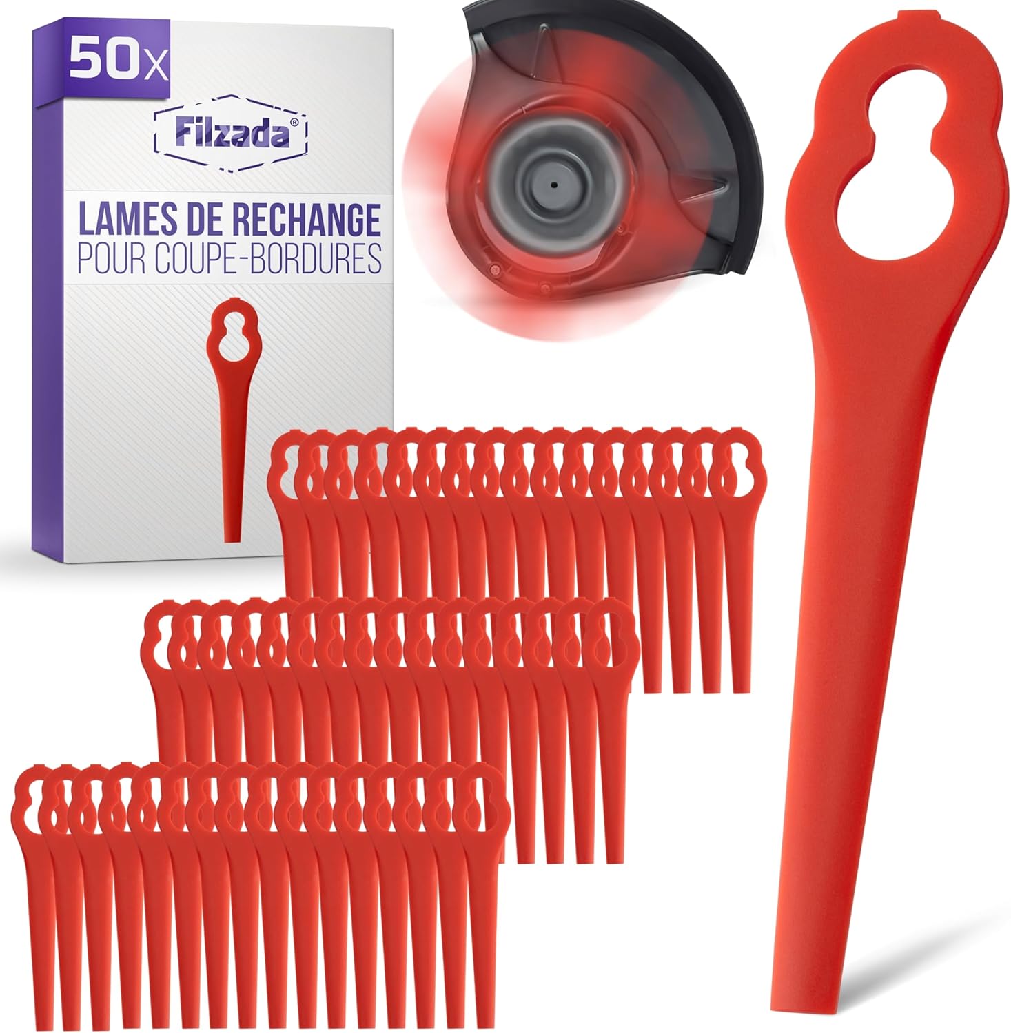 50 Rasentrimmerklingen, Robuster Kunststoff, Kompatibel Mit Einhell, Rasenpflege