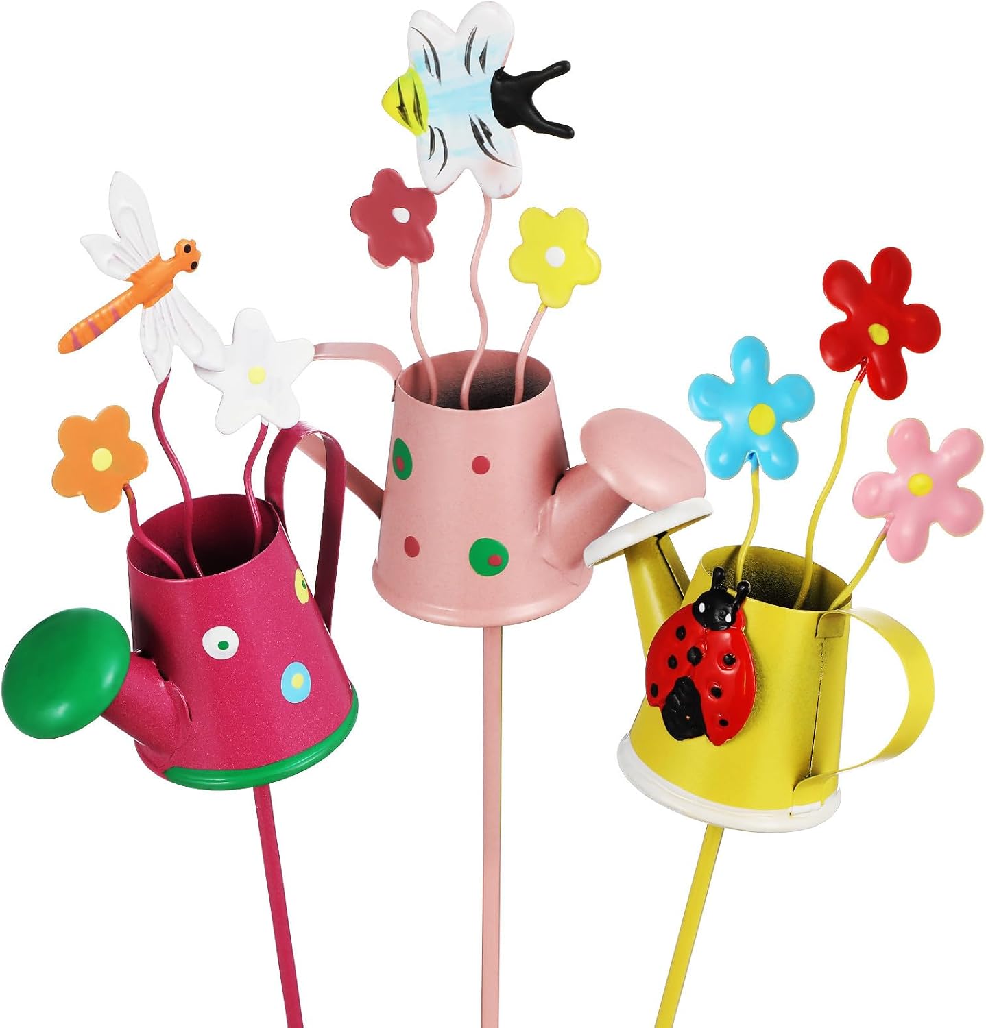 Set Bestehend Aus 3 Außensteckdosen Und 1 Kleinen Wasserflasche, Jeweils Mit Unterschiedlichem Design: Rosa Und Rote Libelle + Kleine Wasserflasche