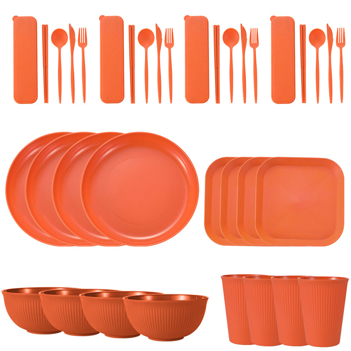 Minimalistisches 36-teiliges Geschirrset, Langlebiges, Mikrowellengeeignetes Geschirr, Ungiftiges, Stapelbares Design, Vielseitiges Geschirr