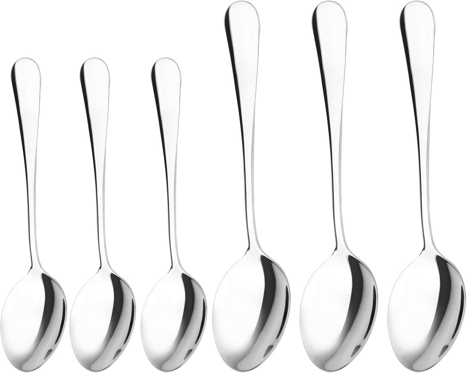 6-teiliges Set Edelstahl-bestecklöffel & Je 3 Stück 1010 1 Spitze + 3 Stück 1010 2 Spitze