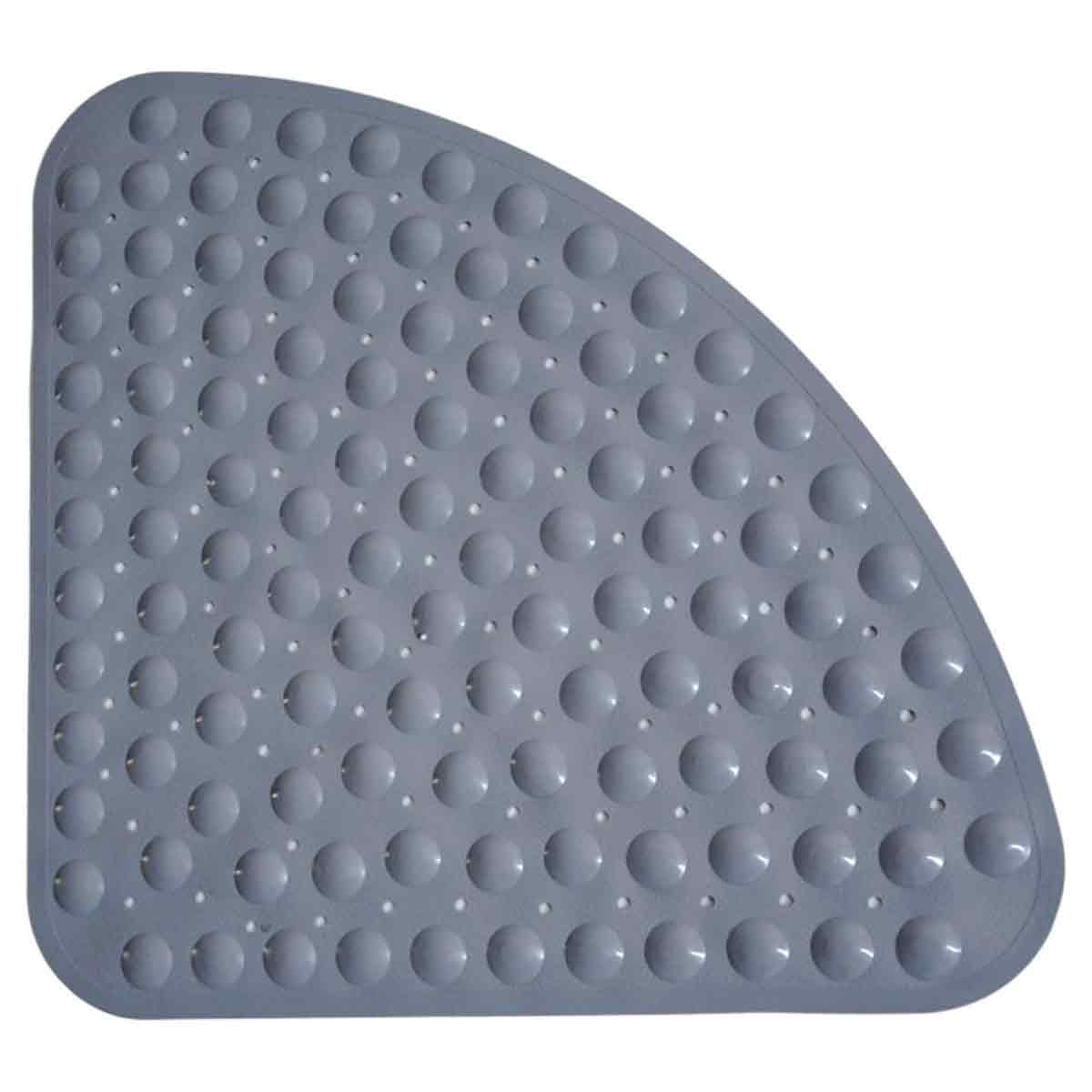 Eck-duschmatte 64 X 64 Cm, Schimmelresistent, Mit Saugnäpfen Und Abflusslöchern – Grau