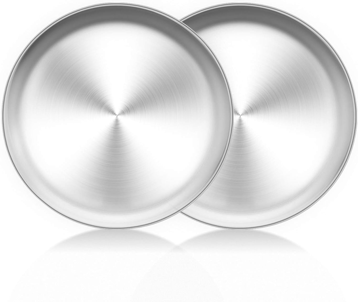 2-teiliges Set Edelstahl-essteller, Runde Salatteller (20 Cm + 23 Cm), Wiederverwendbare Campingteller, Dessertteller, Flache Servierteller