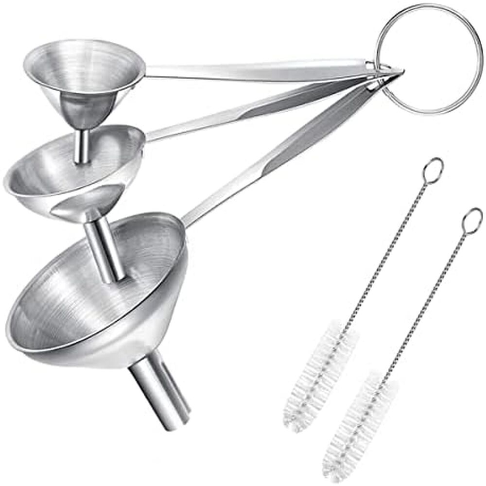 Edelstahltrichter (dreiteiliges Set) Mit Langstieligem Trichter Und 2 Bürsten Aus Edelstahl 304