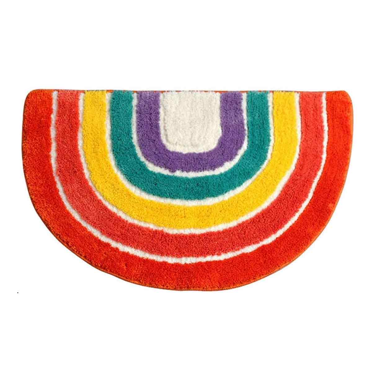 Halbrunde, Gestreifte Badematte 50 X 80 Cm, Mikrofaser, Rutschfest, Saugfähig, Waschbar