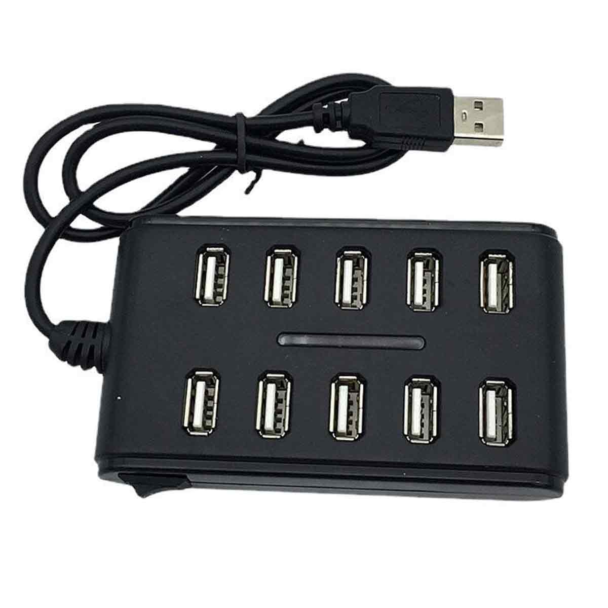 10-port-usb-2.0-hub Mit Stromversorgung, High-speed-usb-splitter Für Laptop Und Pc (i2c6)