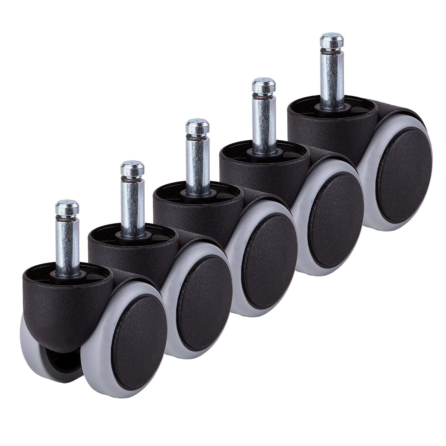 5er-set Rollen, 10-mm-schaft, Gummi, 360° Drehbar, Für Hartböden, Büro - 5er-set Rollen, 10-mm-schaft, Gummi, 360° Drehbar, Für Hartböden, Büro