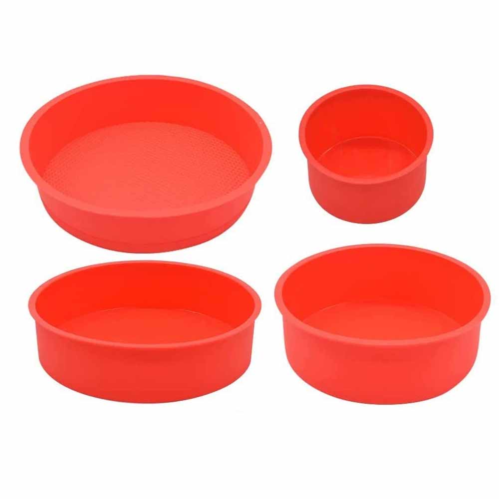 Set Mit 4 Runden Silikon-kuchenformen, Biskuitform, Temperaturbeständig Von -20 Bis 230 Grad Celsius, Größen 4