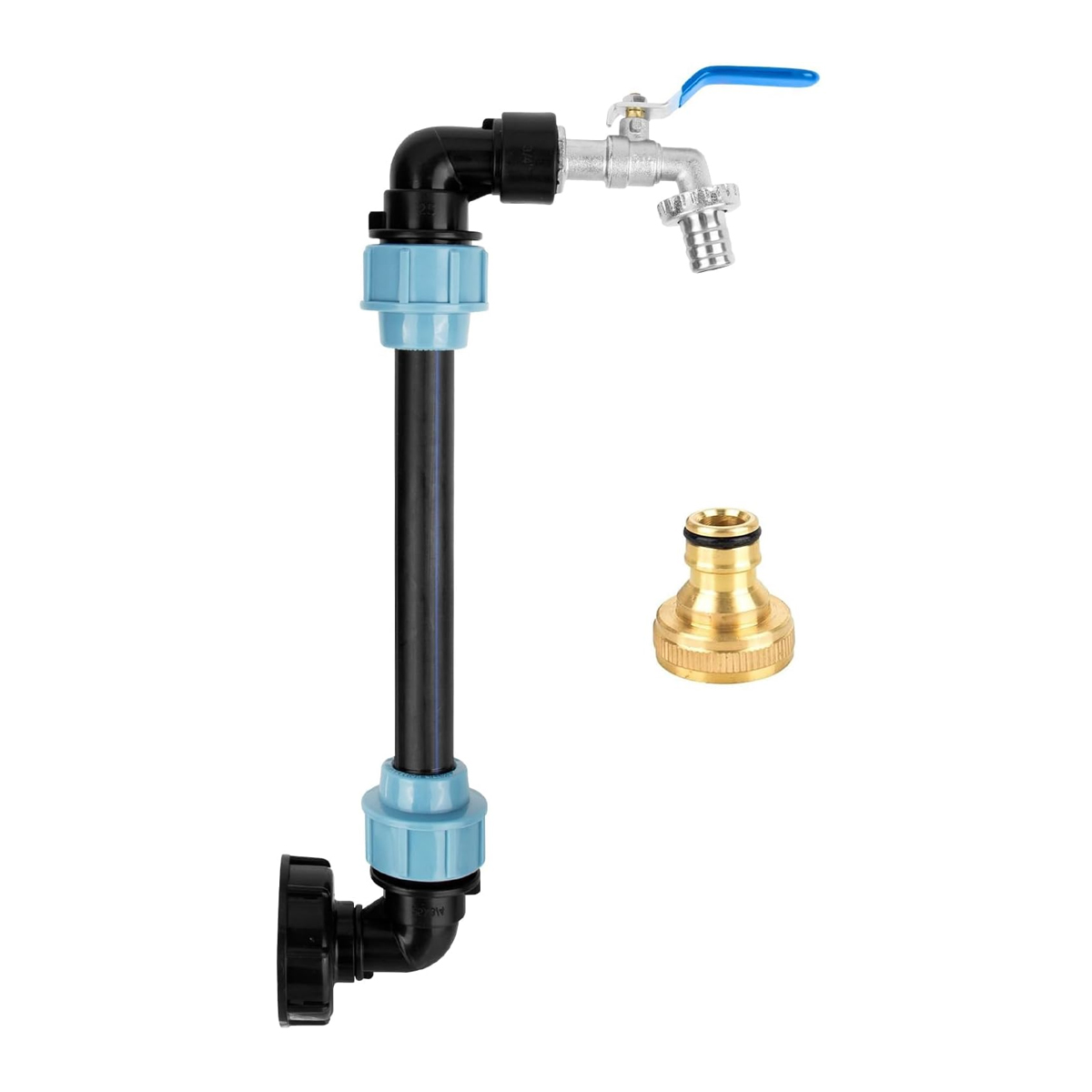 Ibc-adapter Mit Zylinderbohrung Und Messinghahn S60x6, 3/4", Für 1000-liter-tank, Wasserrückgewinnung