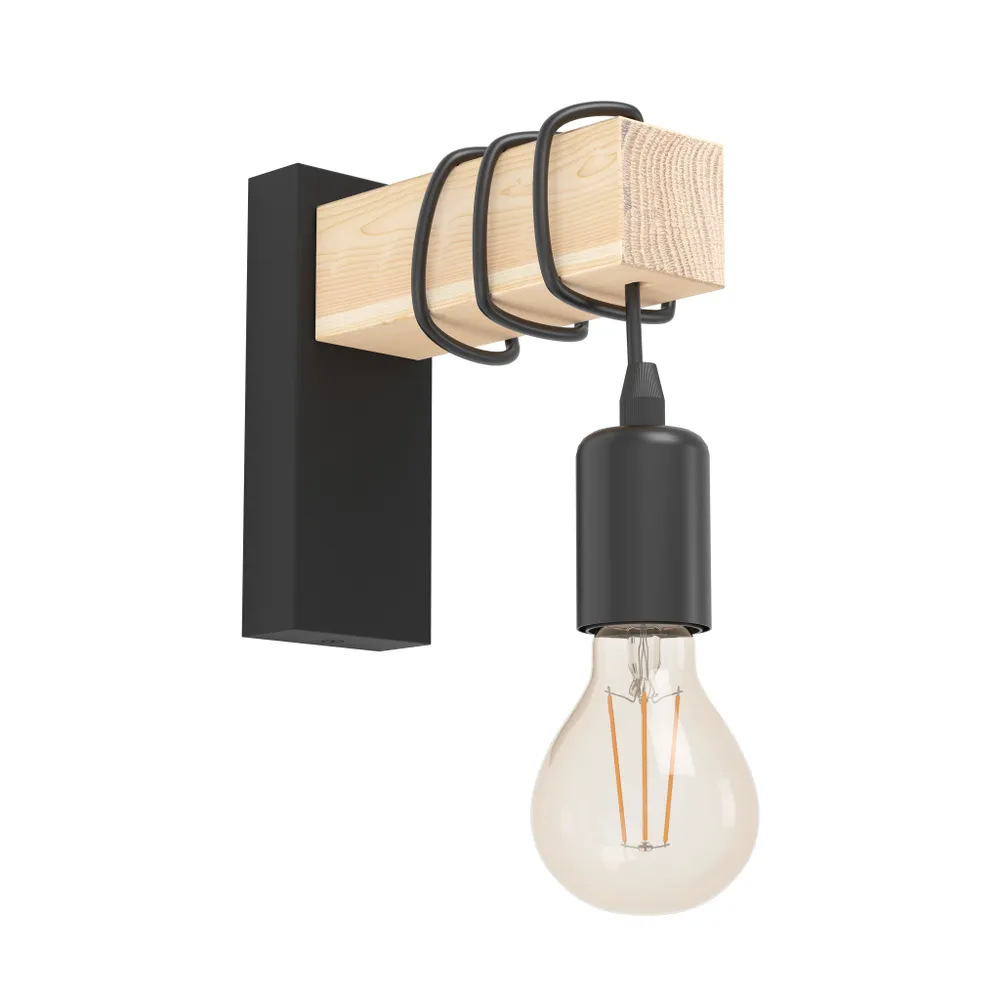 Led-wandleuchte Aus Naturholz Mit E27-fassung, Skandinavischer Vintage-stil, Für Flur, Schlafzimmer, Wohnzimmer, Glühbirne