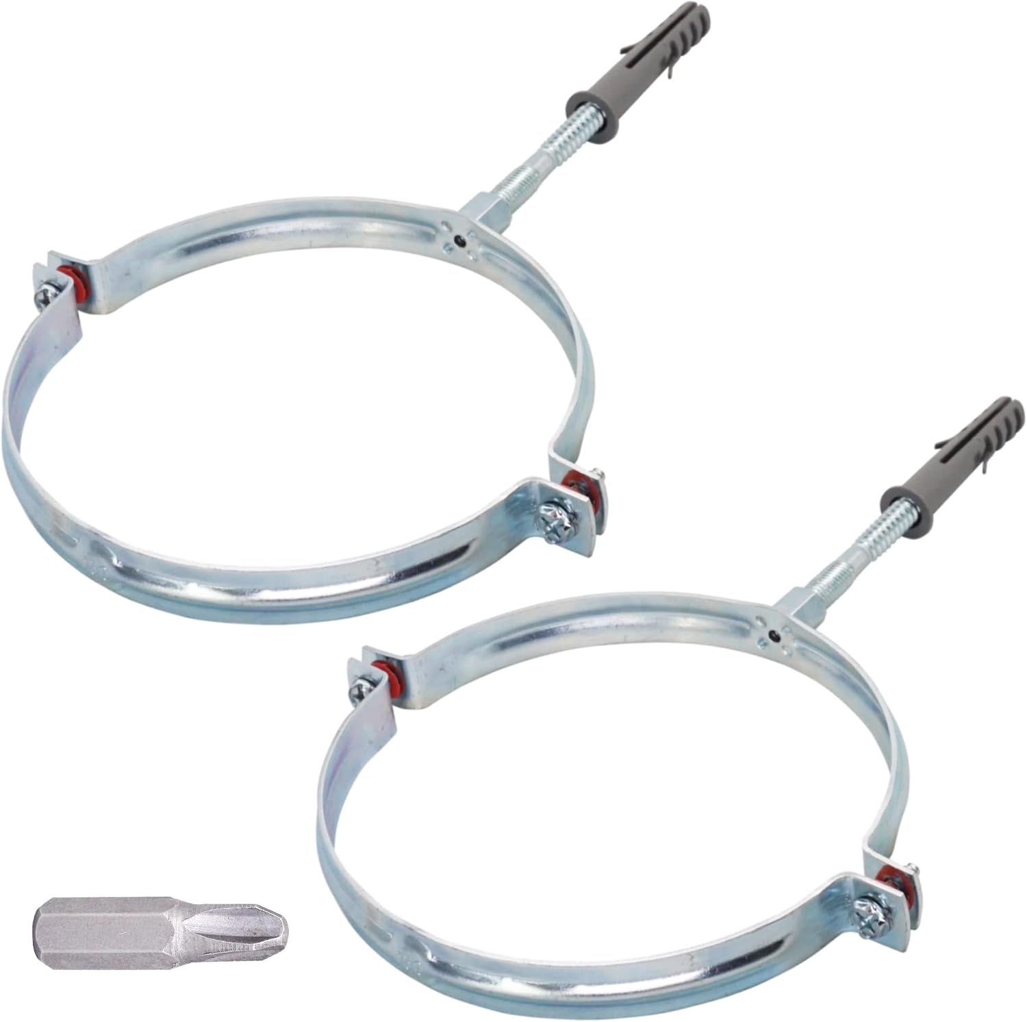 Lot De 2 Collier De Serrage Acier Zingué Diamètre 150 Mm Fixation Walle Plafond Garage Industrie