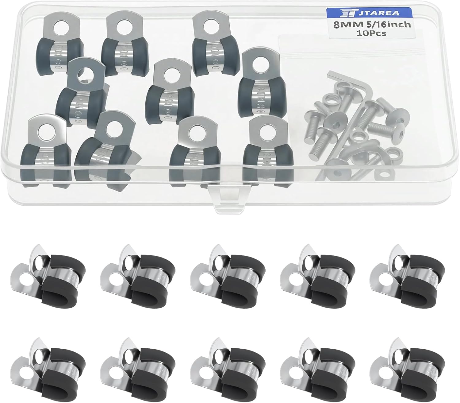 10 Edelstahl-gummischlauchschellen (8 Mm) Mit Schrauben Für Kfz-kabel - 10 Edelstahl-gummischlauchschellen (8 Mm) Mit Schrauben Für Kfz-kabel