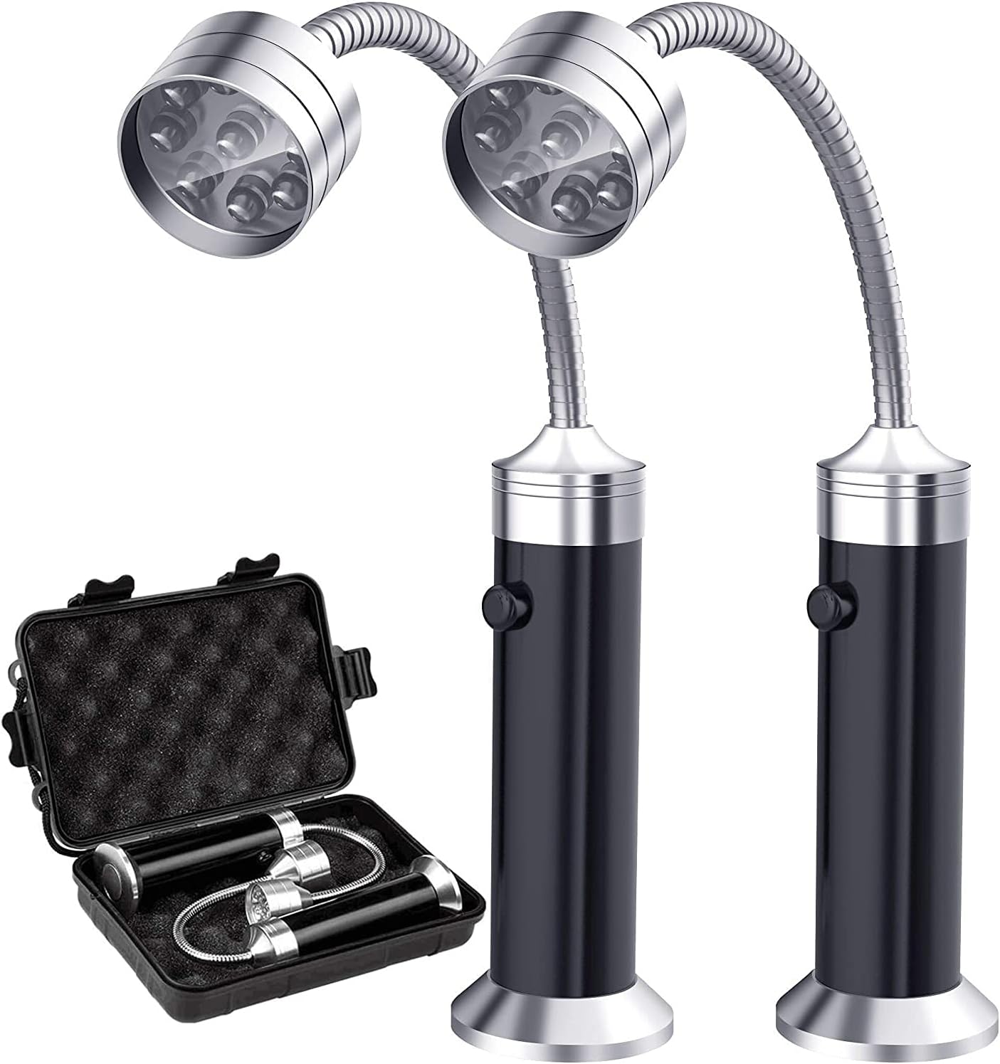 Set Mit 2 Led-grillleuchten Mit Magnetfuß, 360°-drehung, Flexiblem Hals, Für Outdoor-camping