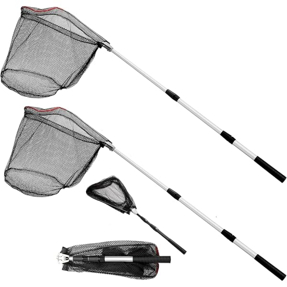 Zenfun Set Mit 2 Fischernetzen Mit Teleskopgriff, Fischernetz Mit Robustem Klappgriff, Nylon-kescher