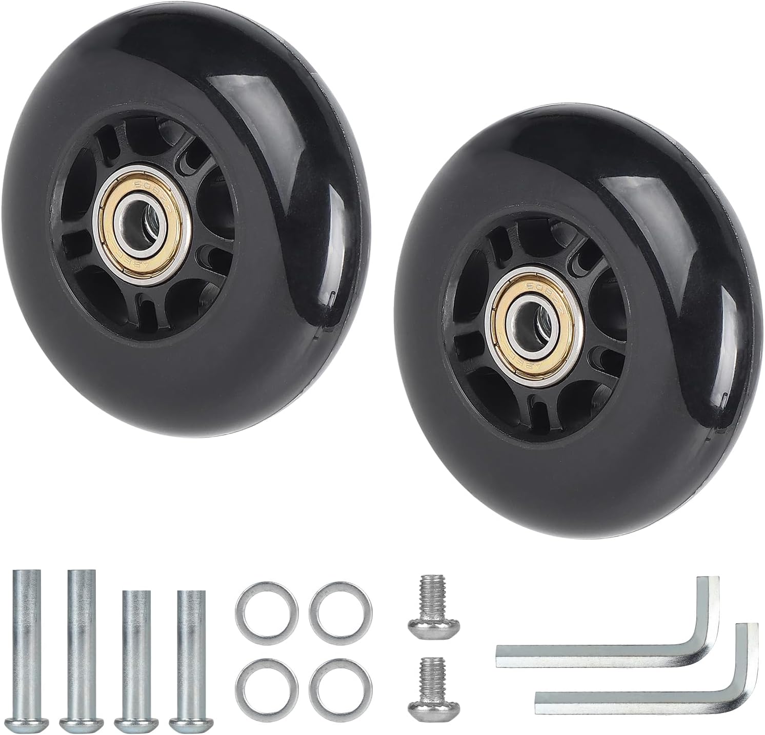 2 Kofferrollen, 80 X 24 Mm, Gummi, Metallkern, Universell, Gepäck, Kinderwagen