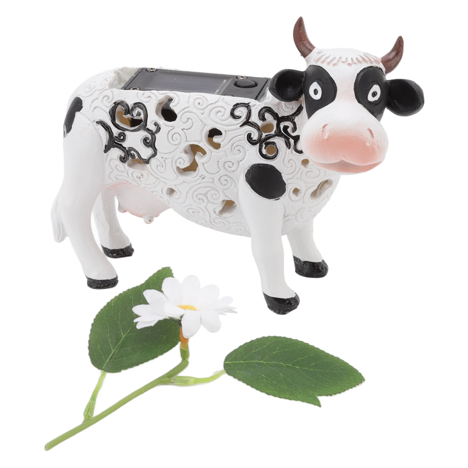 Daisy Cow, Eine Solarbetriebene Led-lampe In Tierform Mit Wechselnden Farben, Für Gärten, Terrassen Und Gehwege.