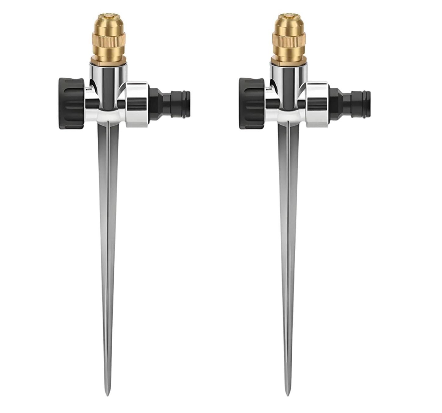 Set Mit 2 Metall-rasensprengern, Automatische Sprenger, Verstellbare Messing-sprinklerdüse, 360° Drehbarer Erdspieß, Gartengas