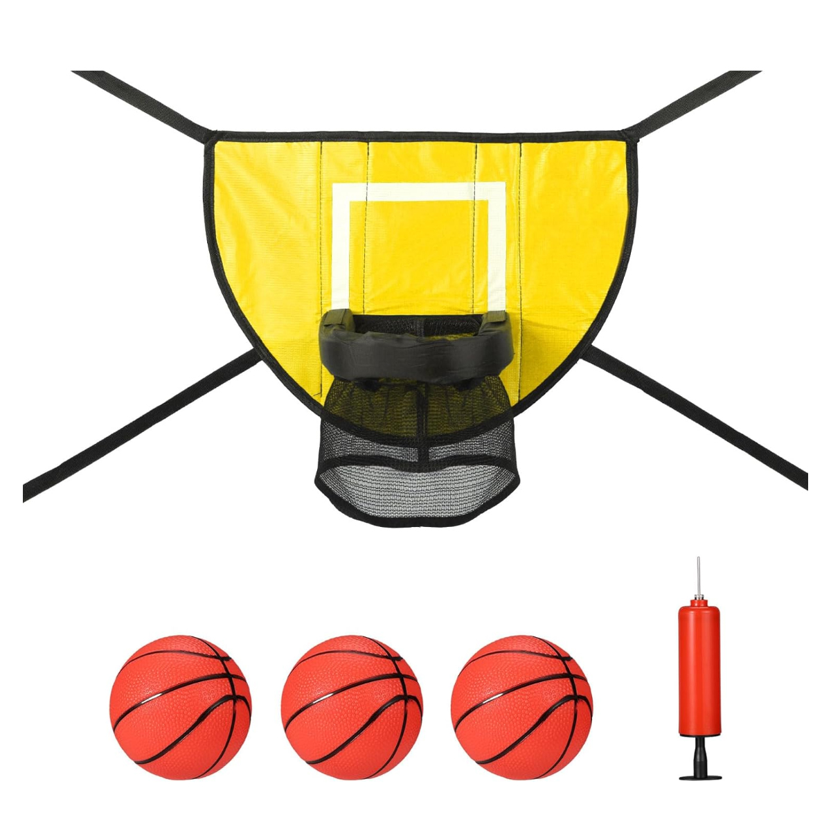 Trampolin-basketballkorb-zubehörset Mit 3 Mini-basketballbällen Und 1 Pumpe, Basketballspielzubehör