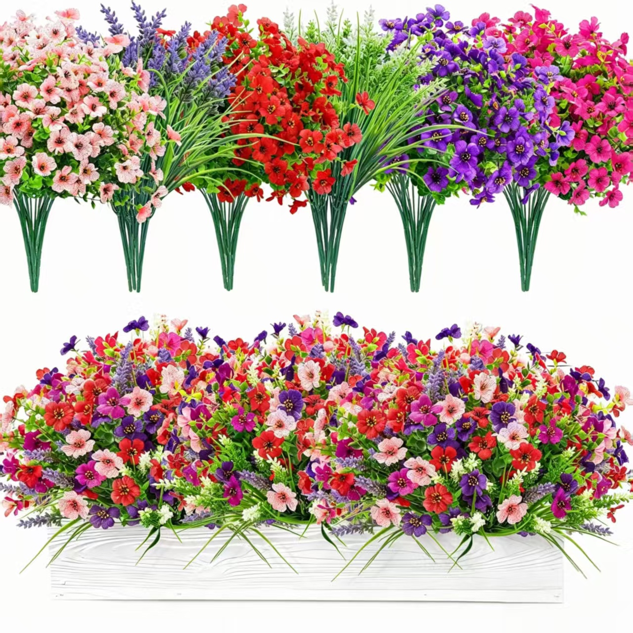 24 Künstliche Sträuße Mit Frühlingsblumen Für Den Außenbereich, Uv-beständig, Zur Dekoration Von Zuhause.