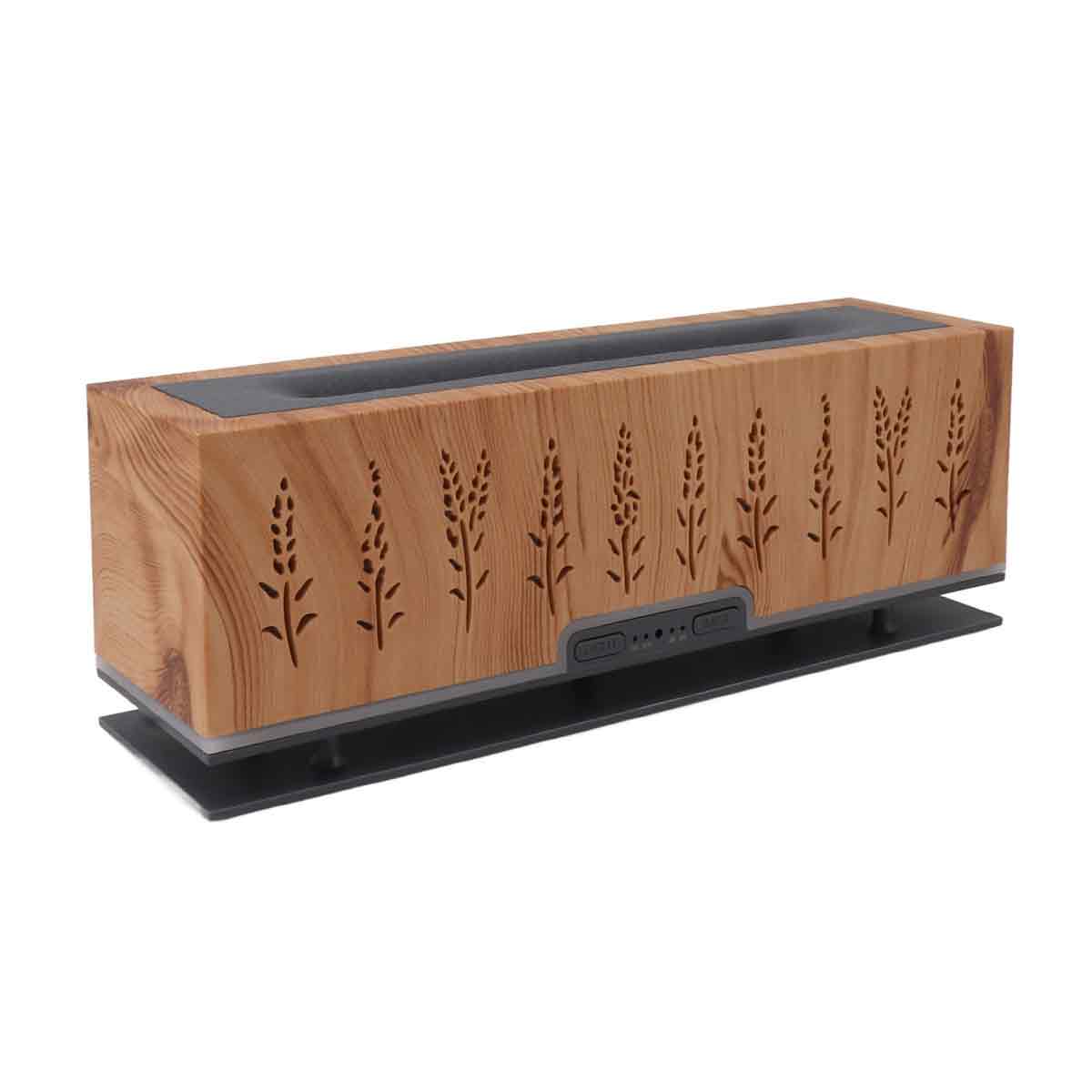 Flammen-aroma-diffusor Mit Luftbefeuchter, 3d-flammen-design, Hohl, Für Zuhause Und Büro, Stimmungsvolles Nachtlicht, 100–240 V, Helle Holzoptik, Eu-stecker