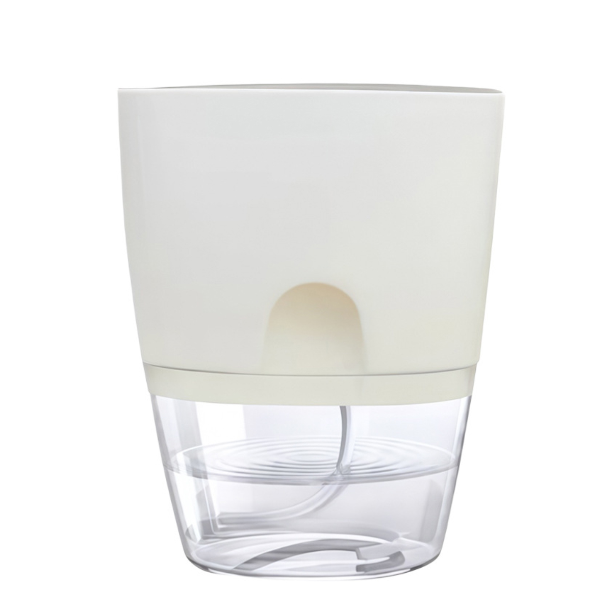 Selbstbewässernder, Transparenter, Doppelwandiger, Abnehmbarer Kunststoff-blumentopf Für Balkon, Weiß, Mittelgroß