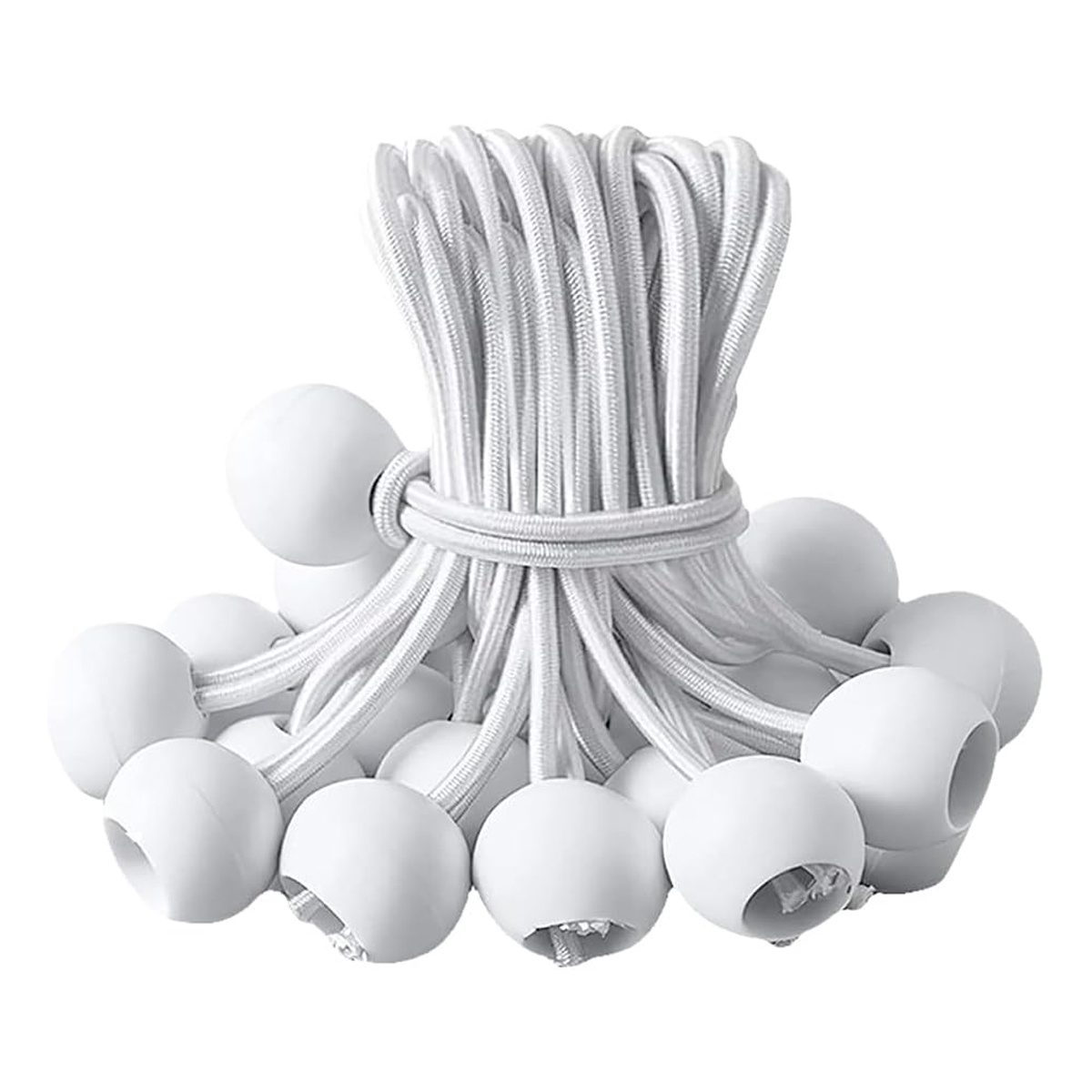 Set Mit 25 Elastischen Spannern (15,2 Cm) Mit Kugeln Für Den Außenbereich, Geeignet Für Planen, Markisen Und Zelte – Weiß
