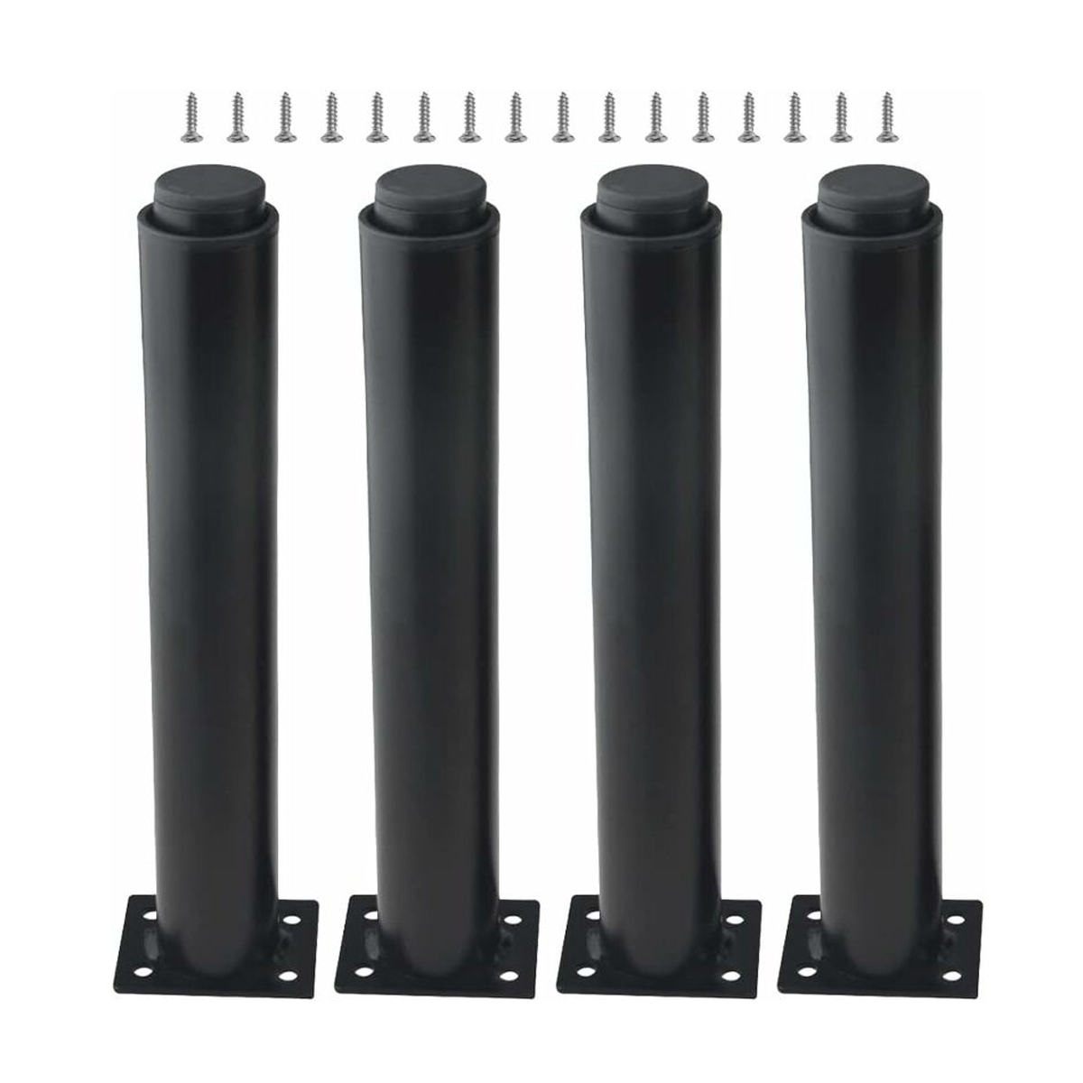 (25-42 Cm, Schwarz) Set Mit 4 Verstellbaren Metallfüßen Für Tische, Betten Und Sofas.