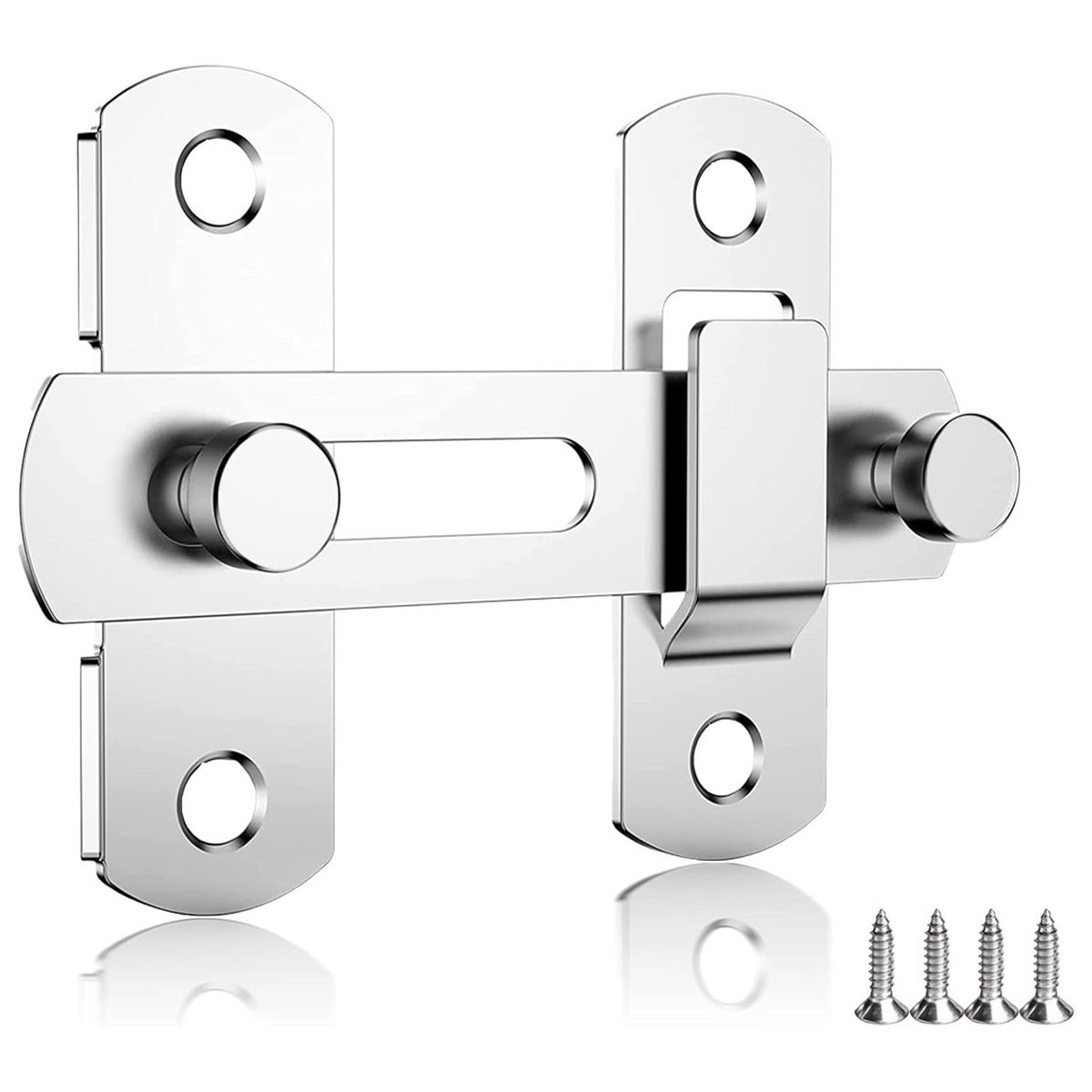 Türriegel – 100 X 70 X 20 Mm – Schiebetürriegel Aus Edelstahl, Türbolzen, Innentürschloss, Mit 4 Schrauben, Geeignet Für Türen, Fenster, Gärten, Badezimmer