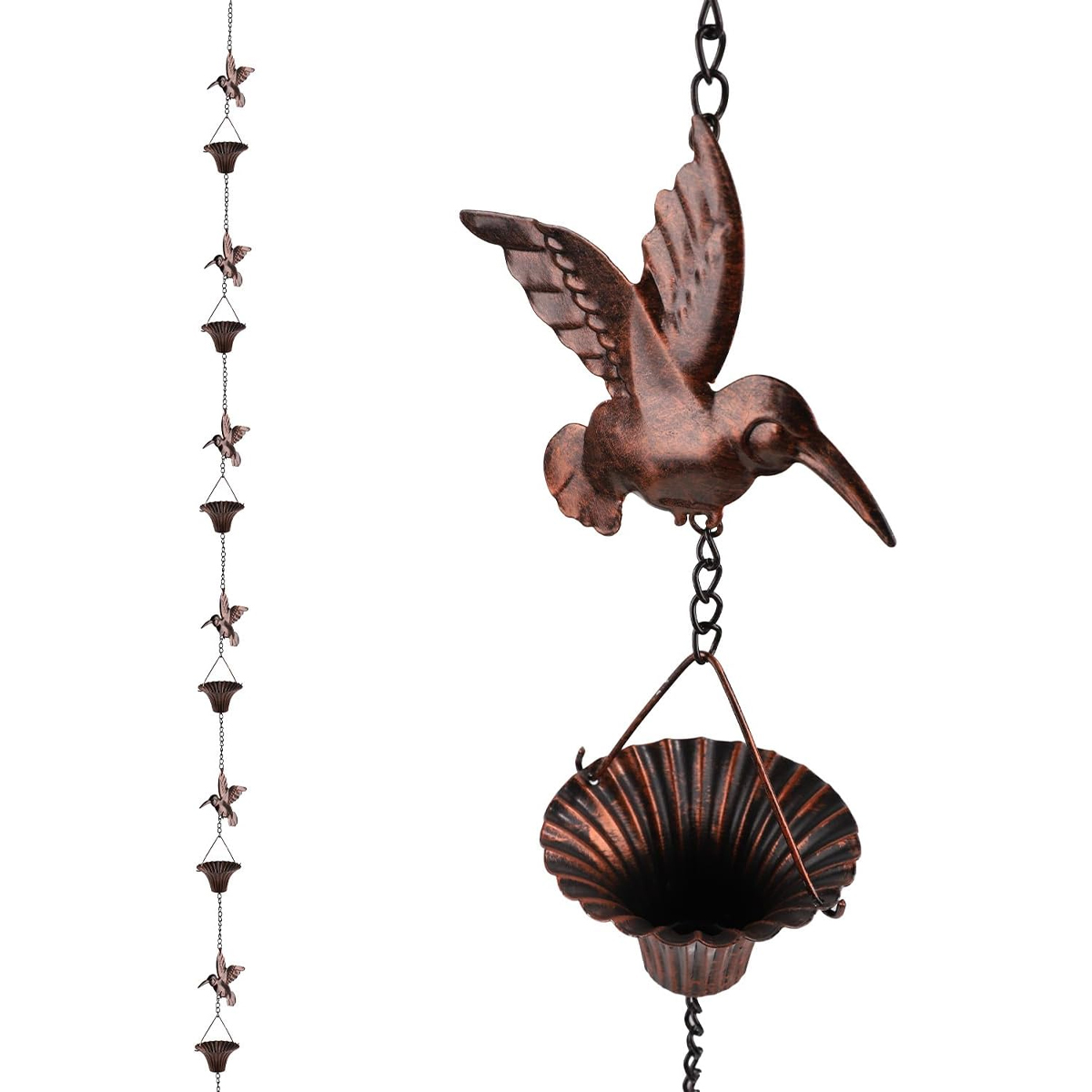 Vogel-regenkette, 2,4 M Lange Metall-regenkette Für Kolibris, Dekorative Wasserspiel-regenrinnenkette