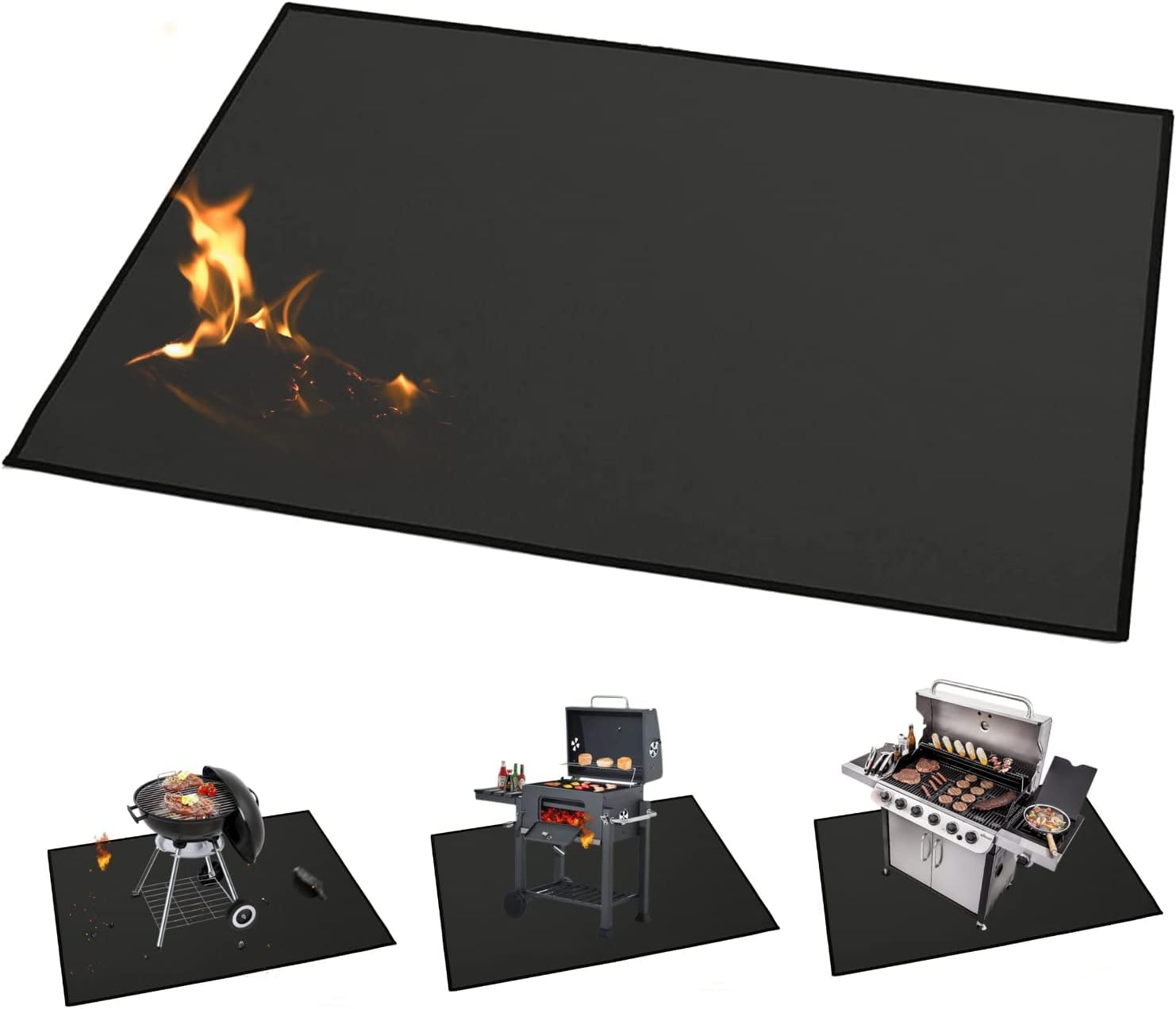 150 X 102 Cm Wasserdichte Und Feuerfeste, Doppelseitige Grillmatte Für Terrasse Und Garten