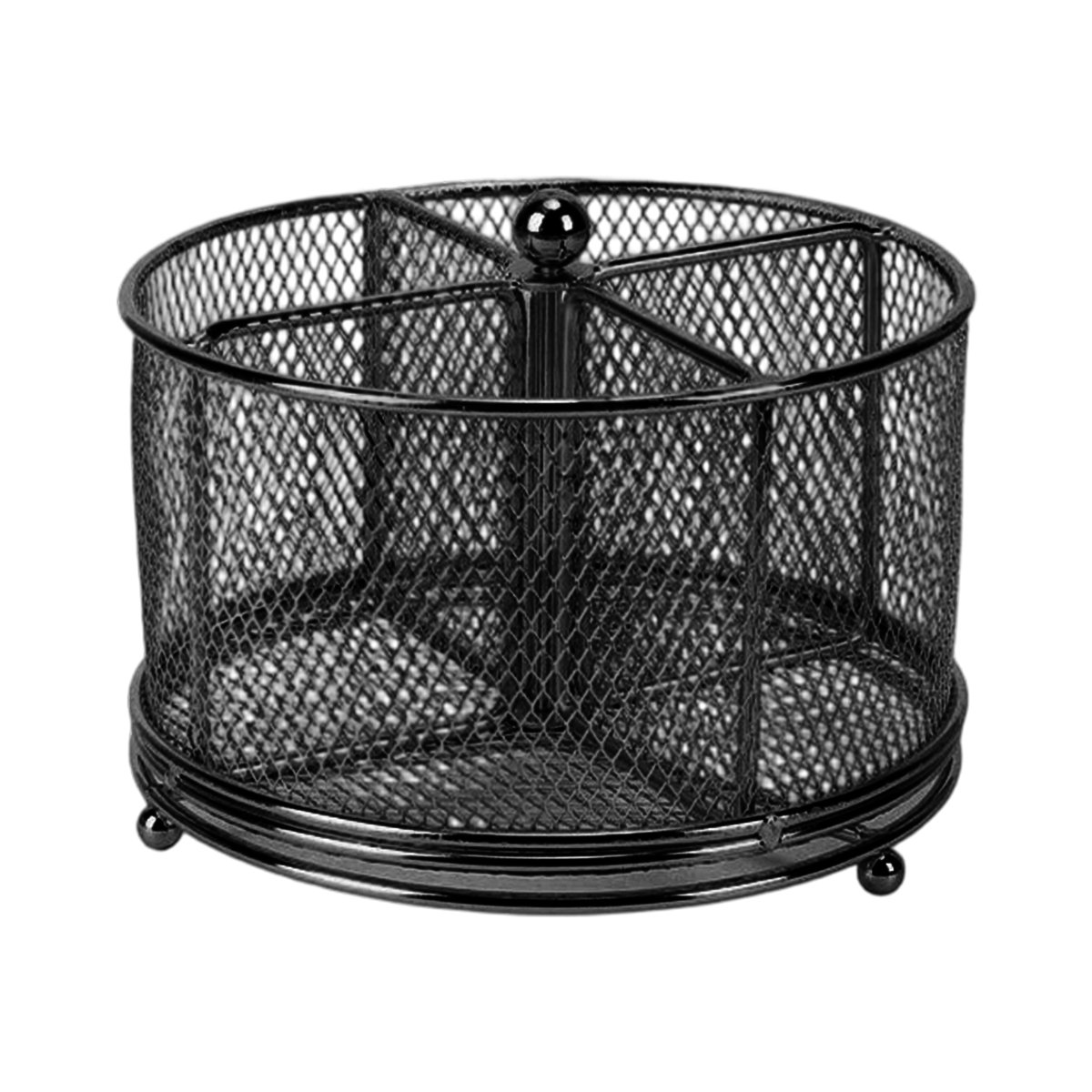 Drehbarer Korb Aus Metall, 360° Drehbar, 4 Fächer, Für Besteck, Handtücher, Buffet, Picknick