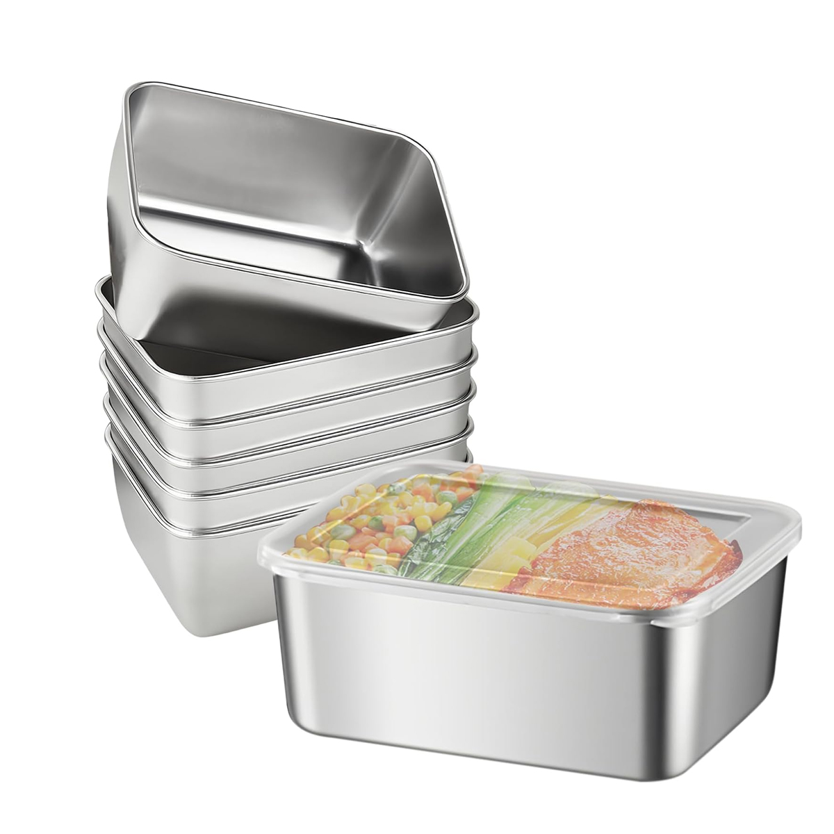 Lebensmittelbehälter, Edelstahl, Auslaufsicher, Luftdichter Deckel, Stapelbar, Für Den Gefrierschrank