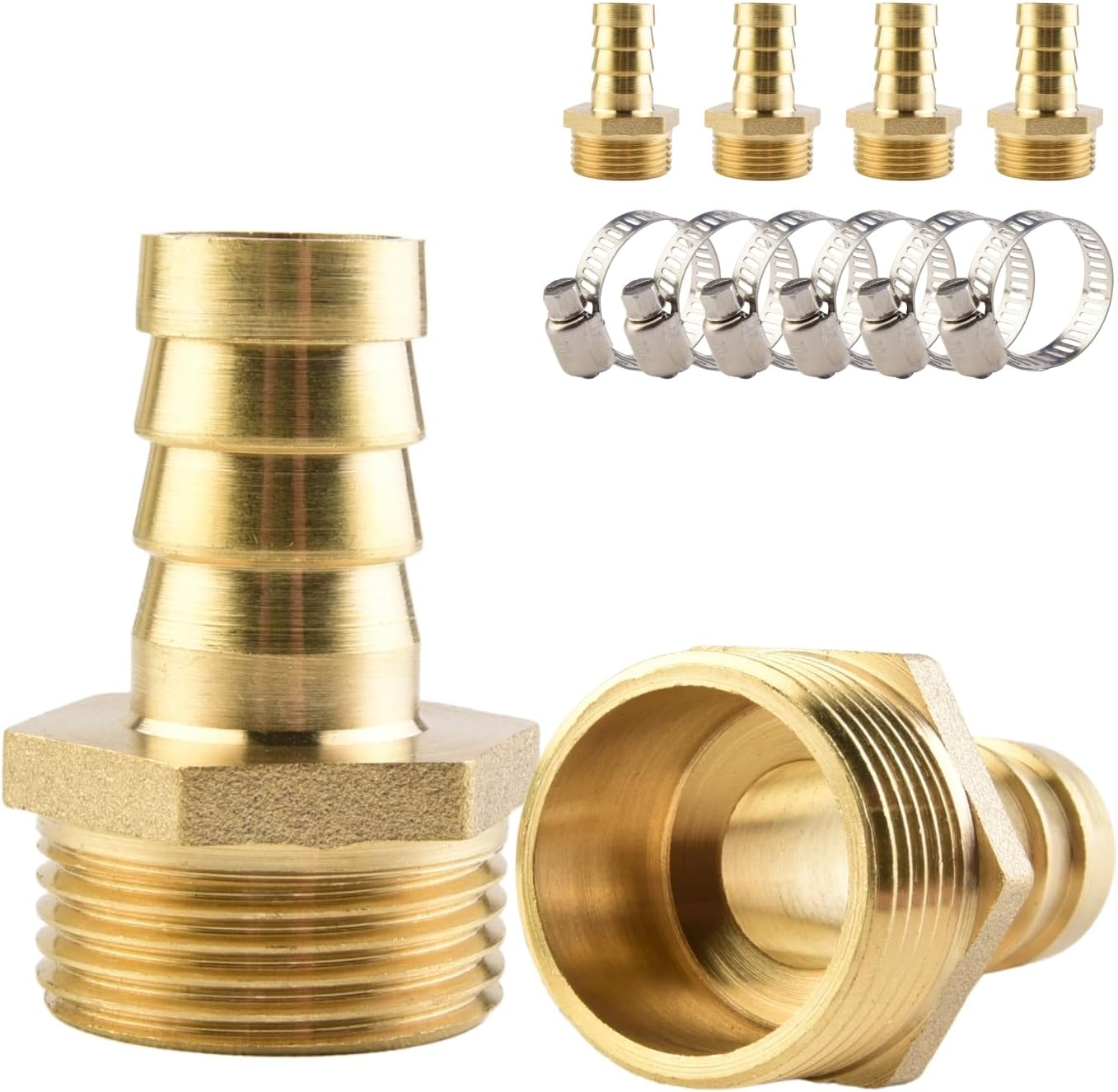 Rohrverschraubung, Messing, 3/4-zoll-außengewinde, 16 Mm Durchmesser, Mit Schlauchschelle, Für Wasser, Luft Und Kraftstoff
