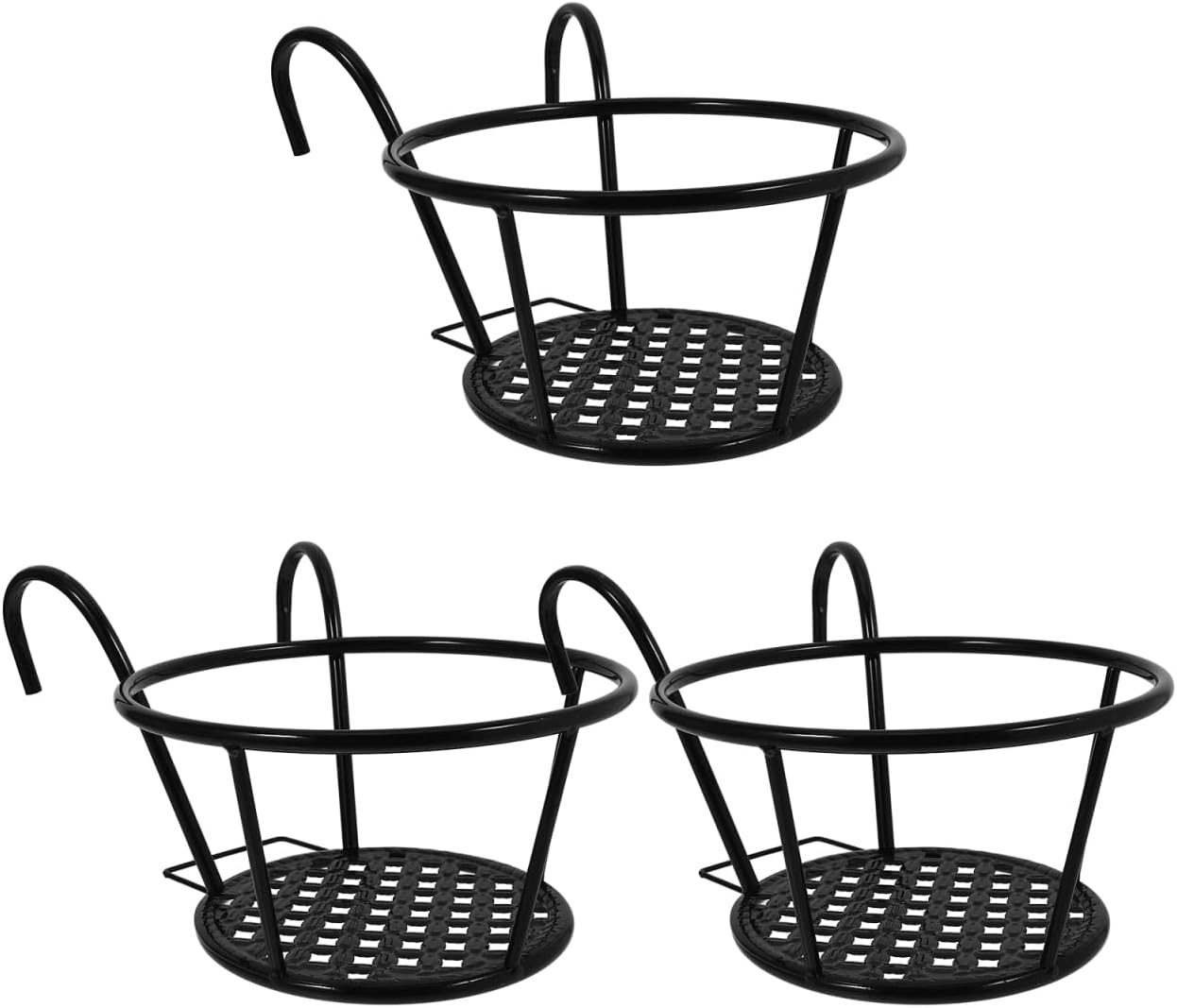 Set Aus 3 Hängenden Blumenampeln Aus Schmiedeeisen, Dekorative Pflanzgefäße Für Balkon, Terrasse, Veranda, Zaun Oder Garten