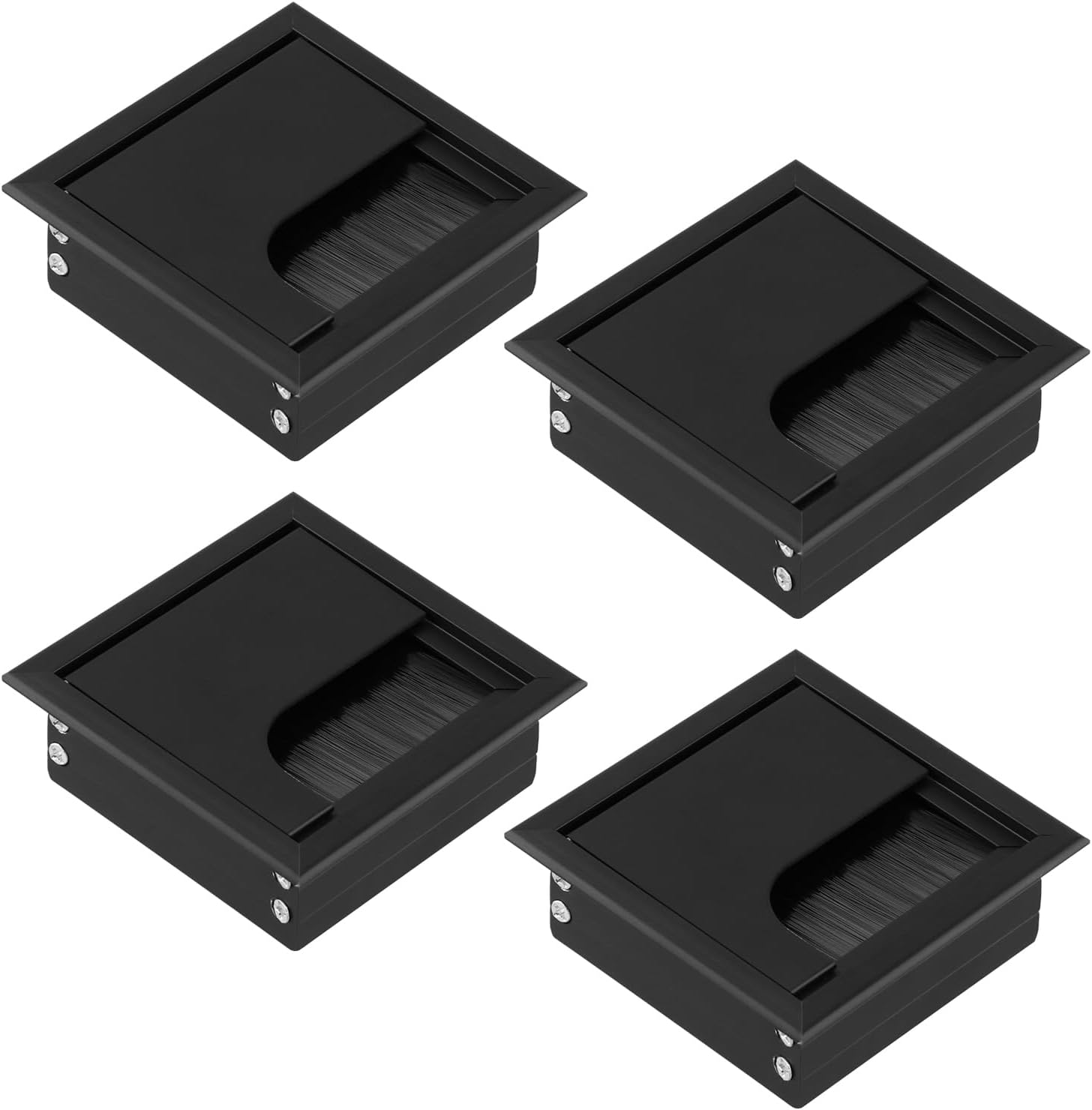 Set Mit 4 Quadratischen Kabeldurchführungen (80 X 80 Mm) – Kabelauslass Für Schreibtische – Eloxiertes Aluminium