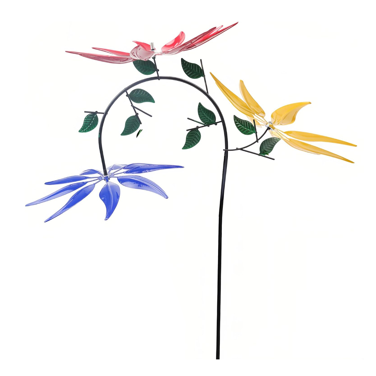 Rotierende, Farbenfrohe Windmühle Aus Metall, Metallblumen Für Den Außenbereich, Terrassen/rasen/blumenkästen