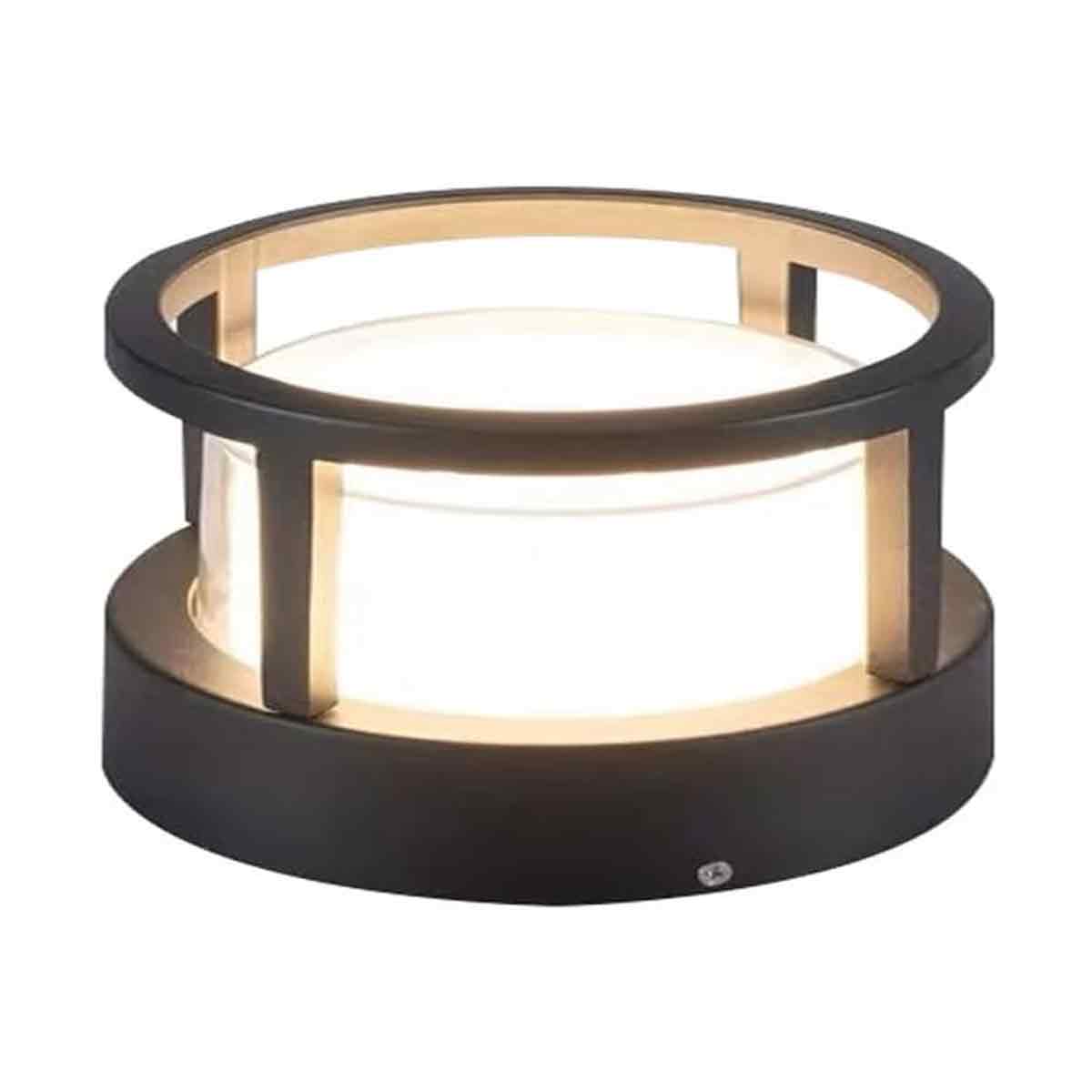 Pollerleuchte Für Den Außenbereich, 10 Cm, 7 W Led, Runde Gartenleuchte, Ip65, Aluminium, Warmweiß, Pollerleuchte