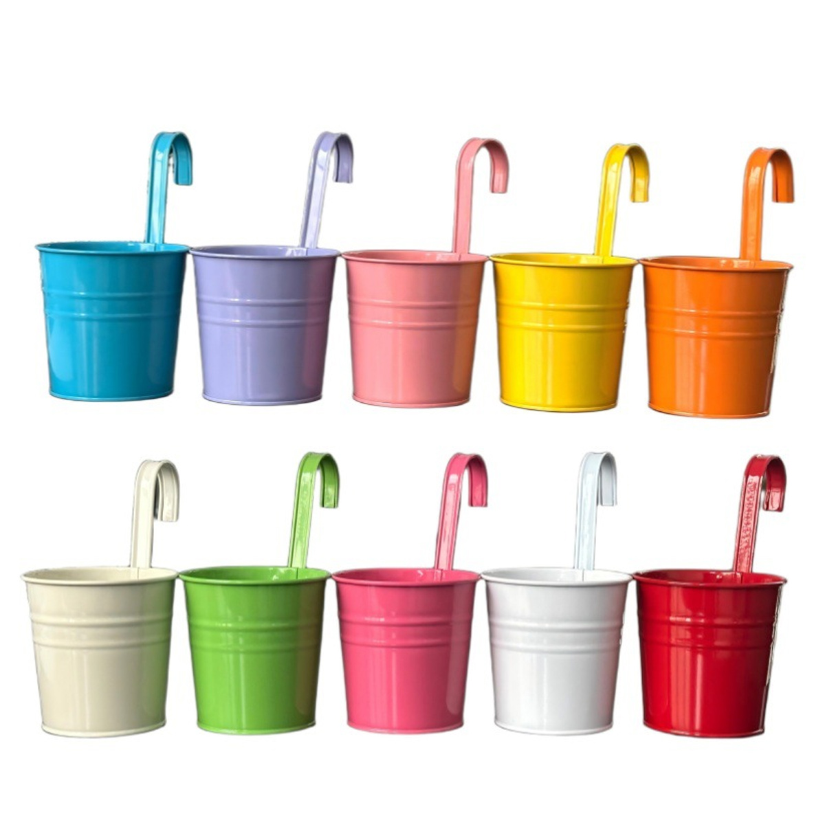 Set Mit 10 Hängenden Pflanzgefäßen Aus Eisen, Dekoratives Design, Wetterfest, Für Balkon, Garten Und Innenräume