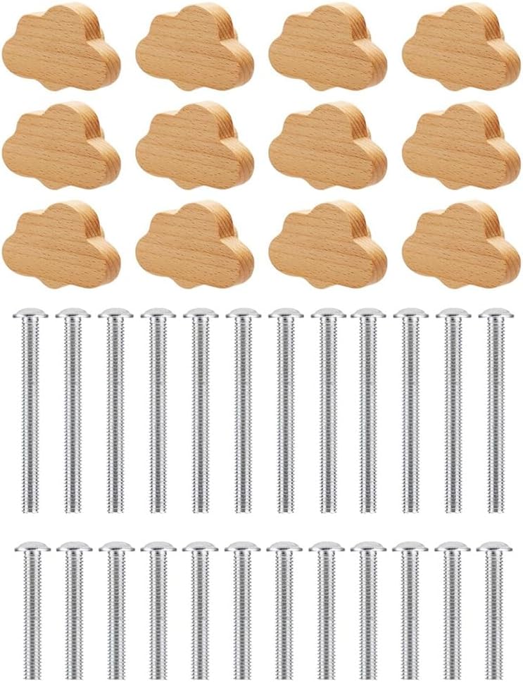 Set Mit 12 Robusten Boho-holzknöpfen In Wolkenform Für Schränke Und Möbel - Set Mit 12 Robusten Boho-holzknöpfen In Wolkenform Für Schränke Und Möbel